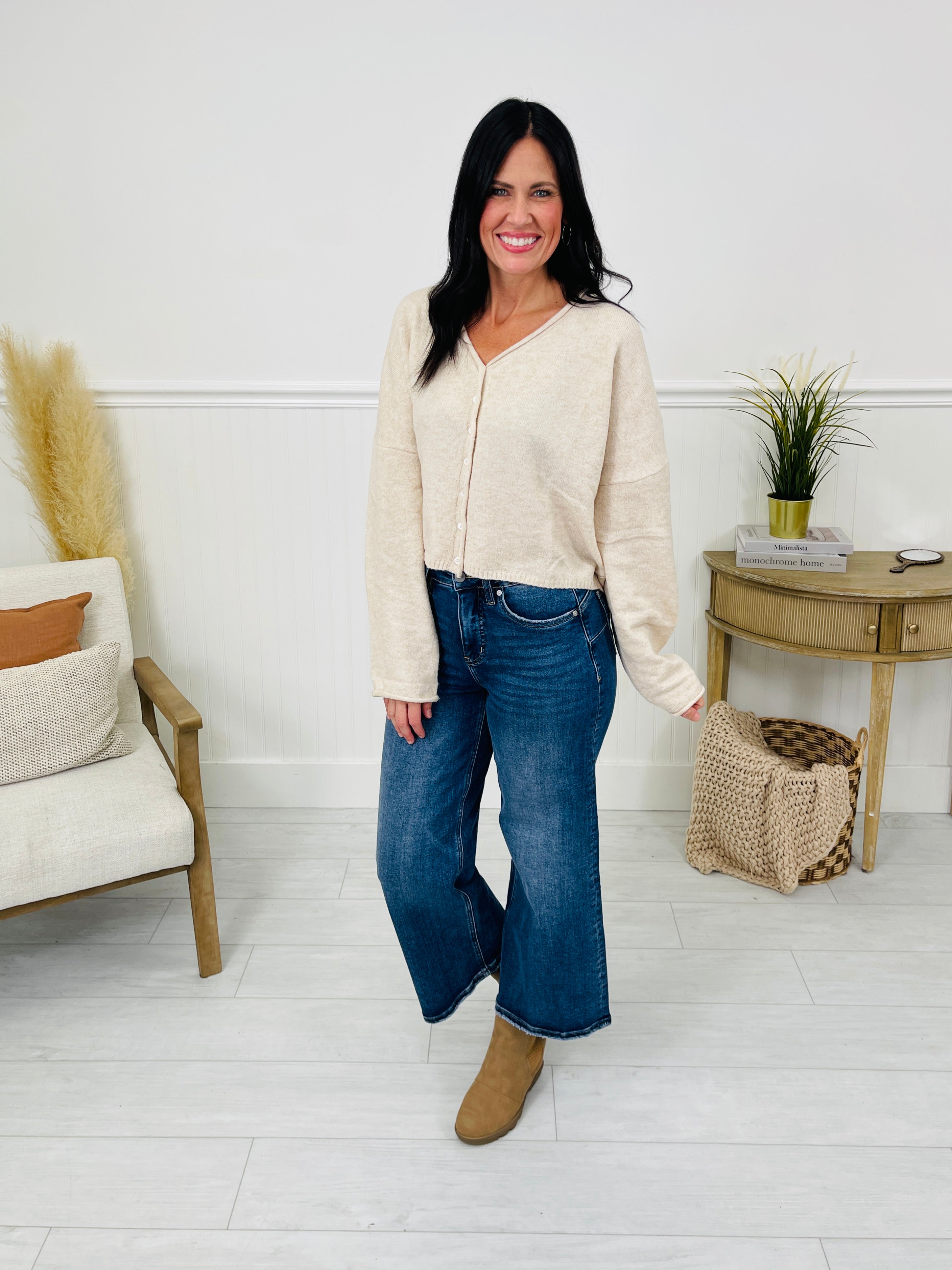 Fall After All Tummy Control Wide Leg Cropped Jeans