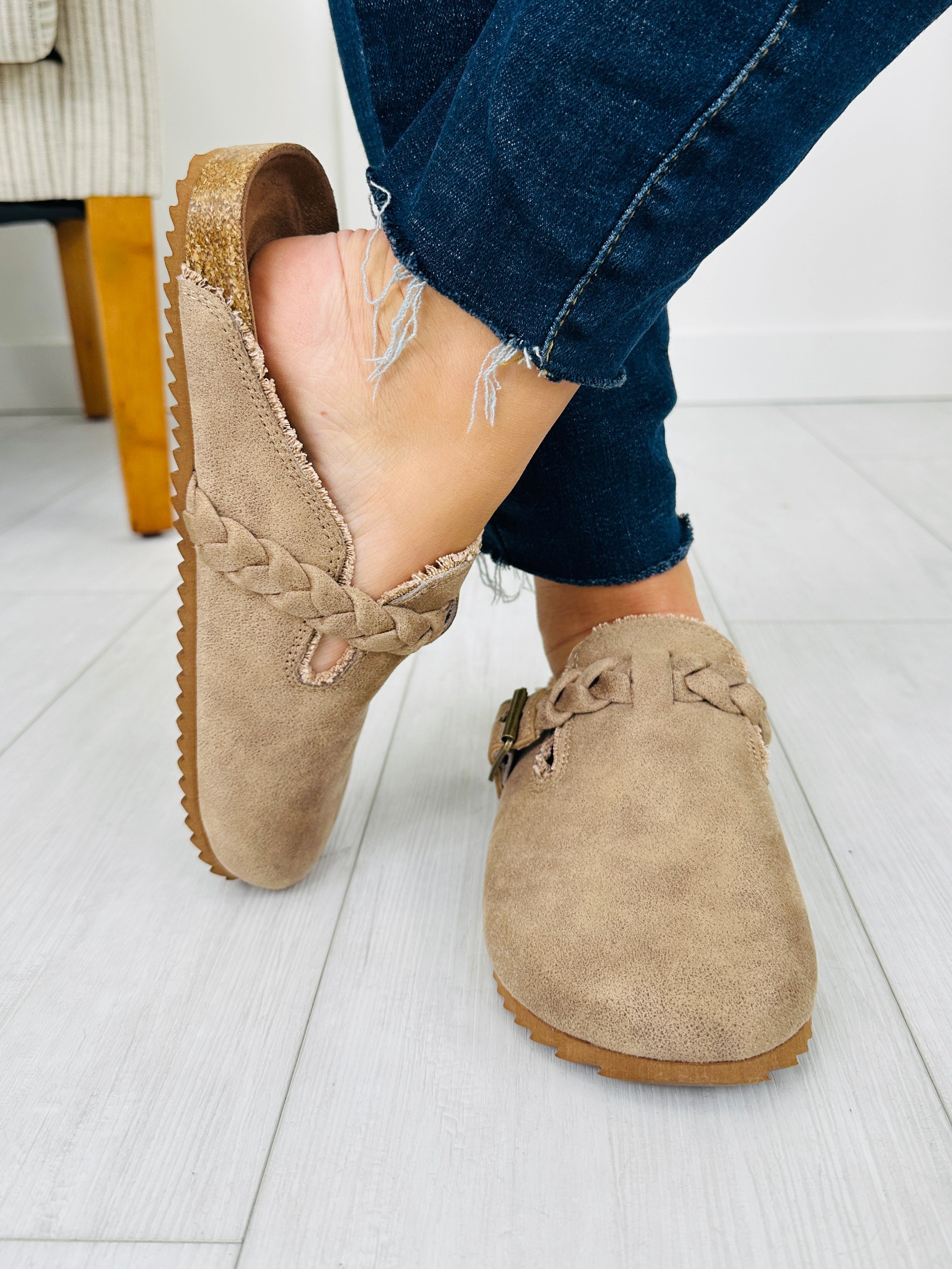 Buckle Blissed Clogs in Beige