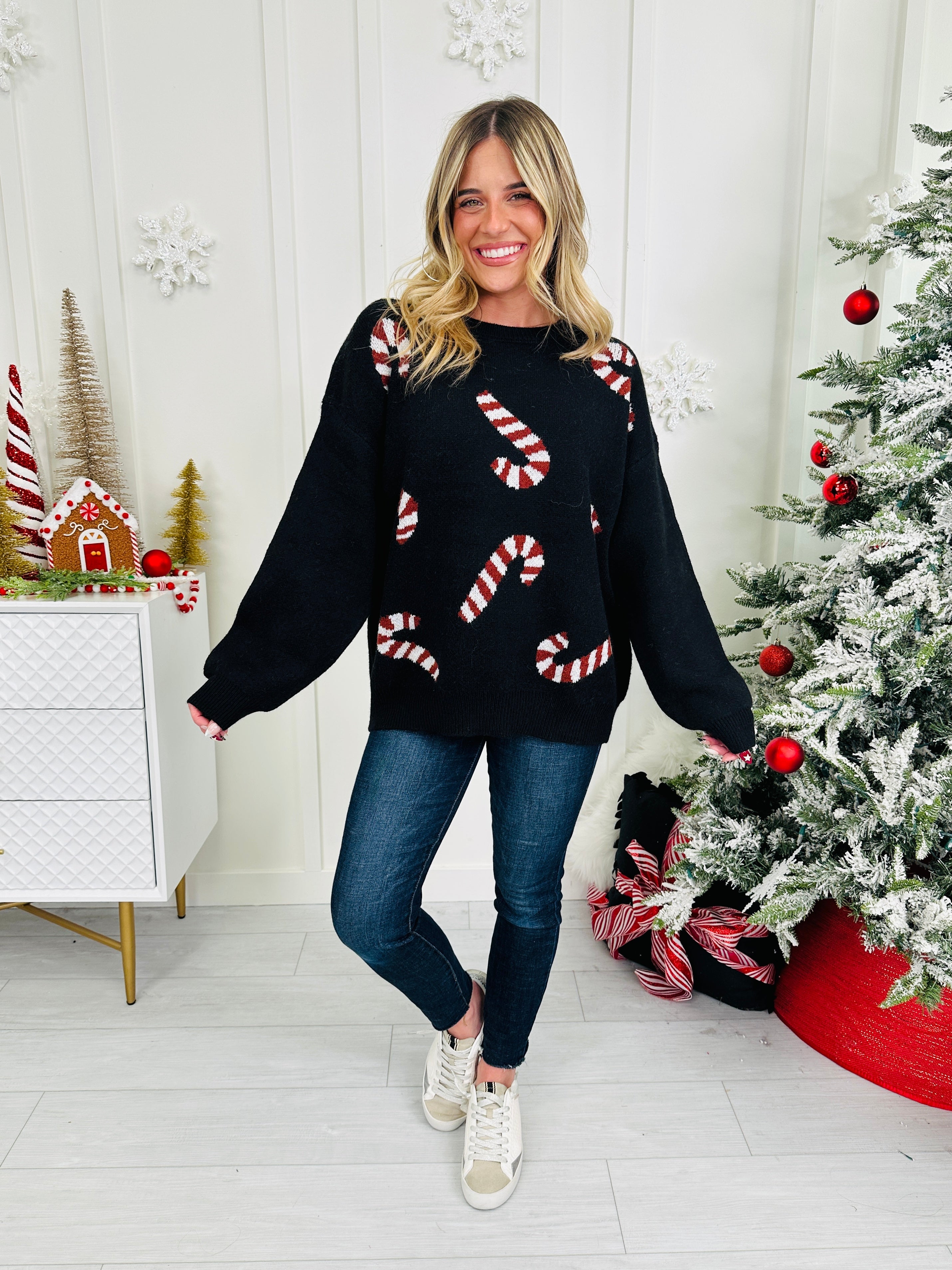 Candy Cane Cutie Sweater In Multiple Colors