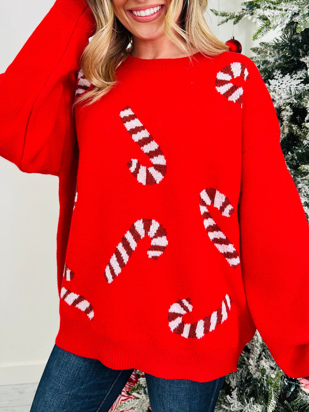 Candy Cane Cutie Sweater In Multiple Colors