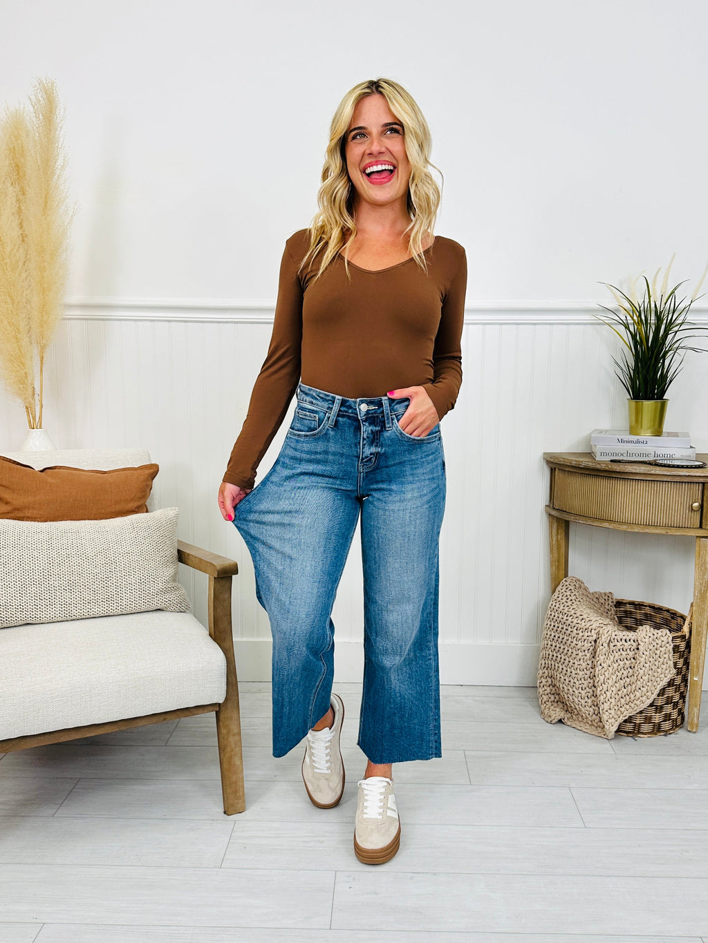 Straight To The Top Tummy Control Cropped Wide Leg Jeans