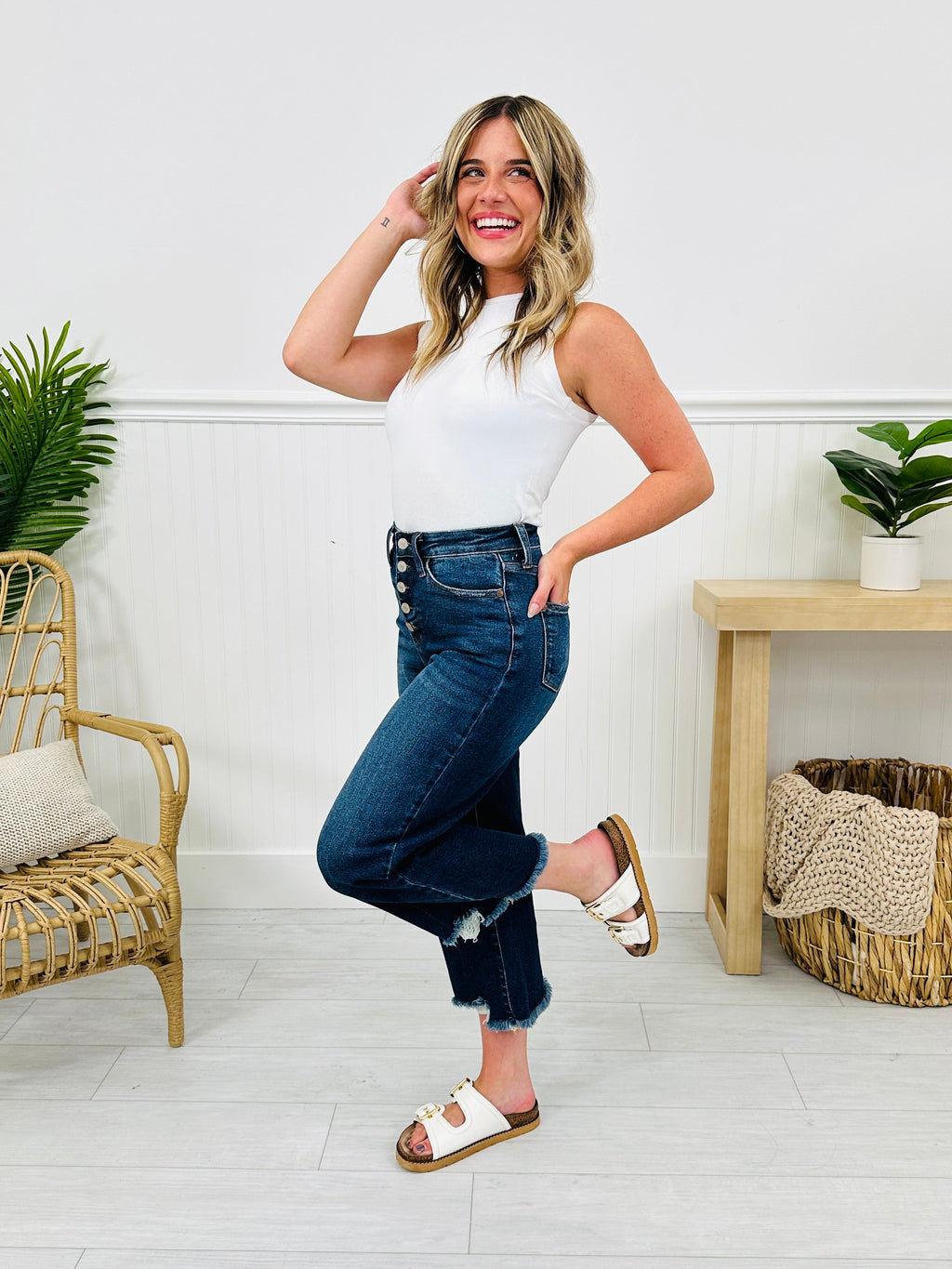 Judy Blue On The Fly Cropped Wide Leg Jeans