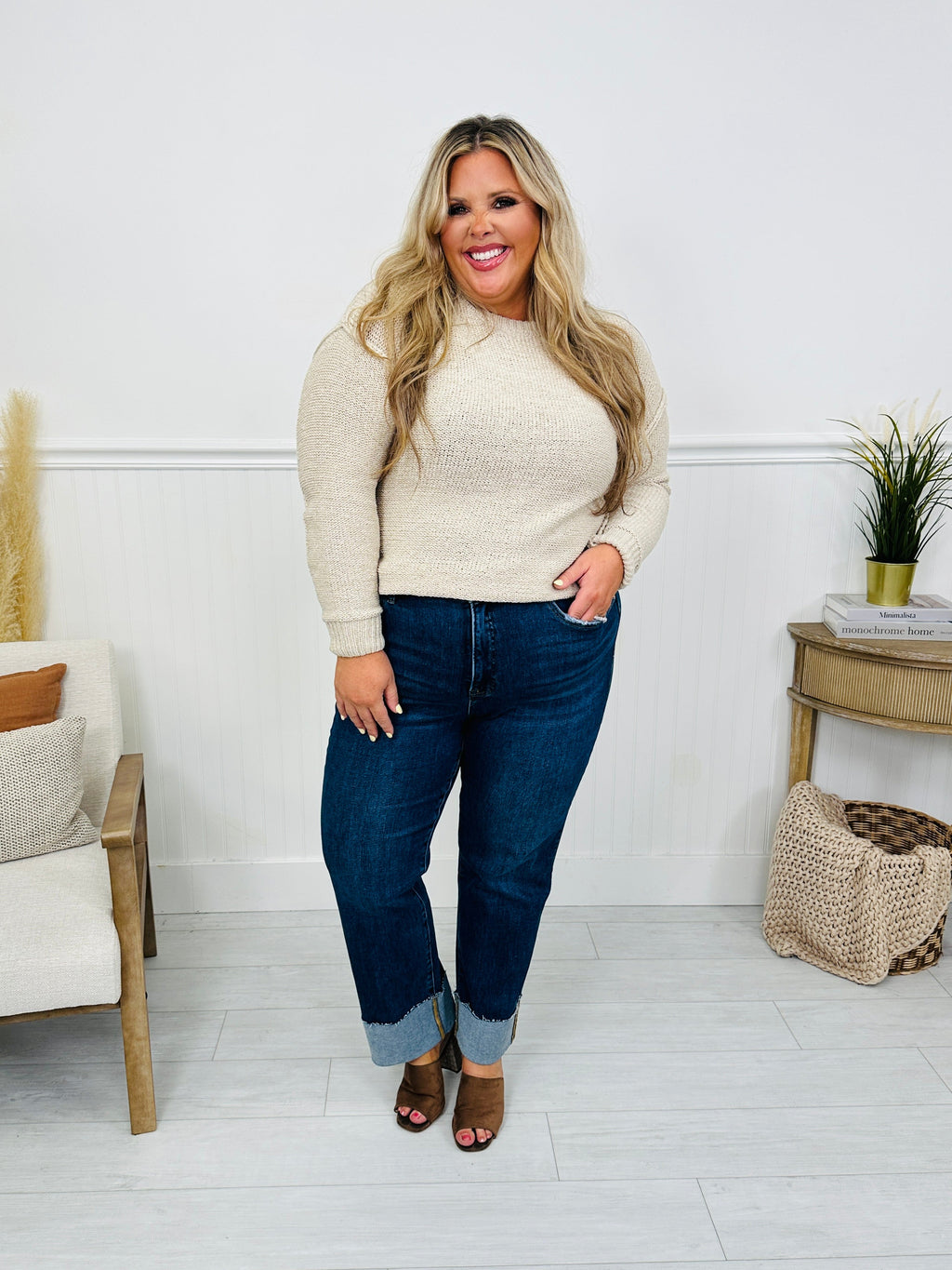 Stay Cuffed Tummy Control Mom Jeans