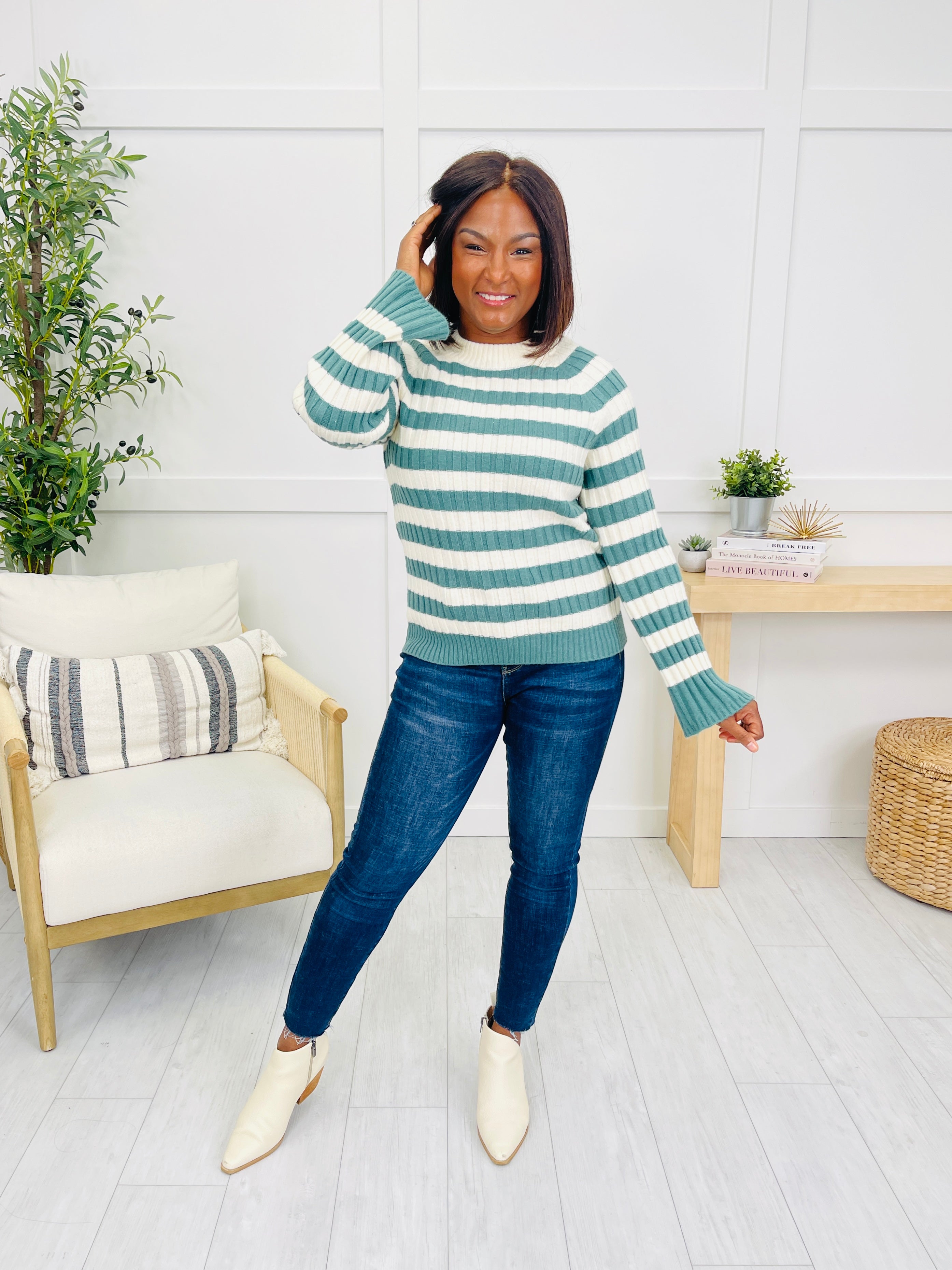 The Pattern We Keep Sweater in Forest Green