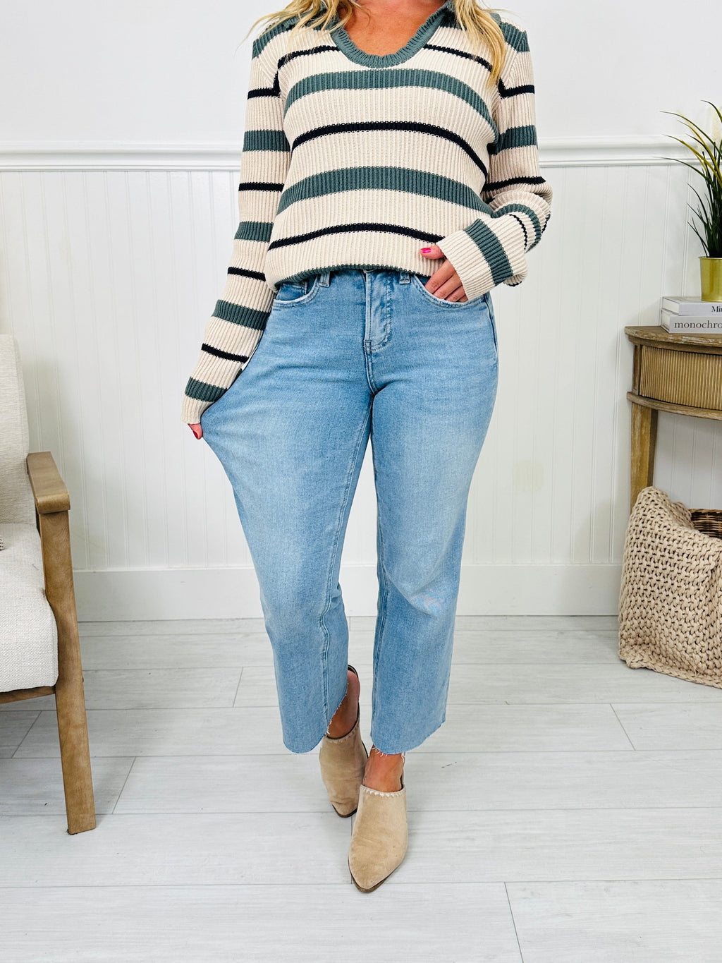 Time To Unwind Cropped Slim Fit Wide Leg Jeans
