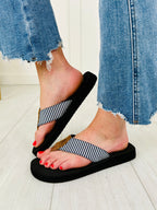 Sea The Stripes Flip Flops in Navy