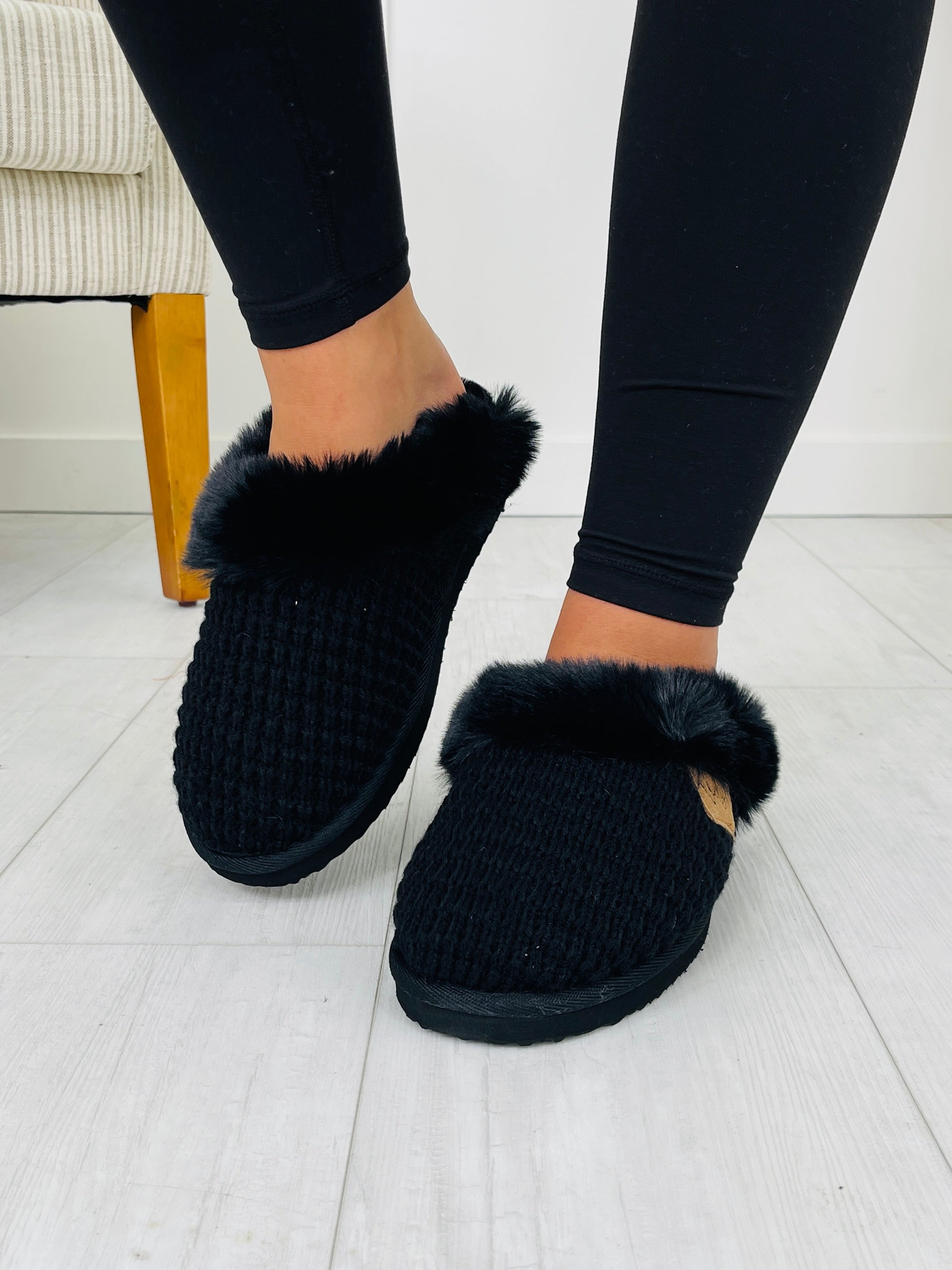 Fireplace Confessions Slippers in Black