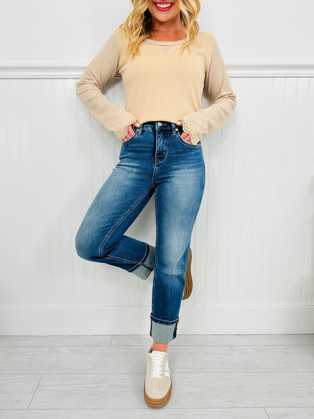 Can't Cuff This Tummy Control Slim Straight Jeans