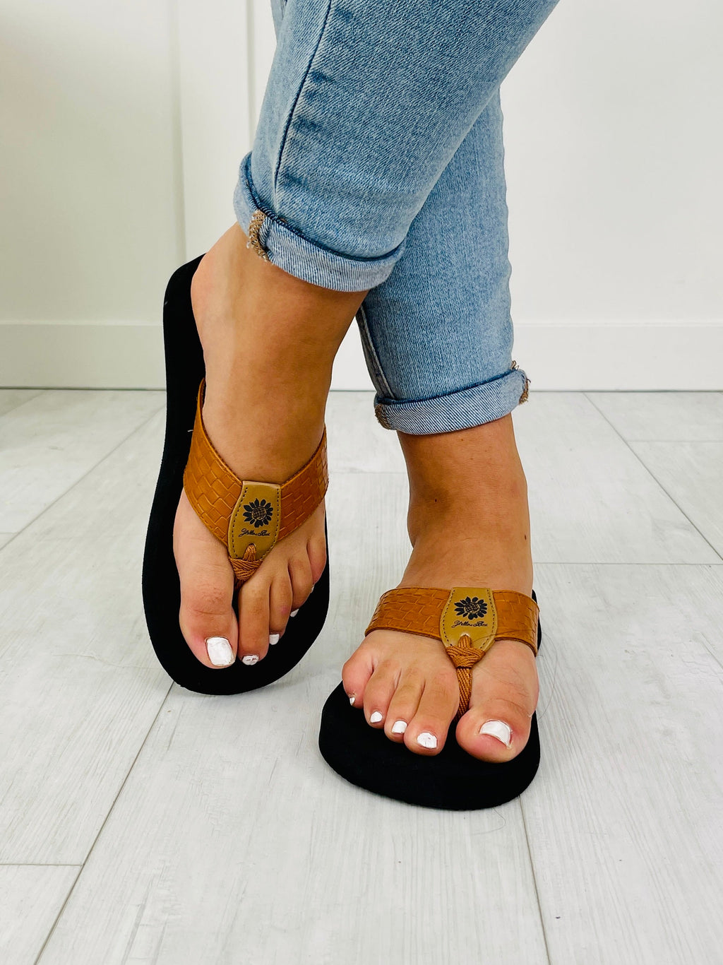 Beachside Bliss Flip Flops in Tan