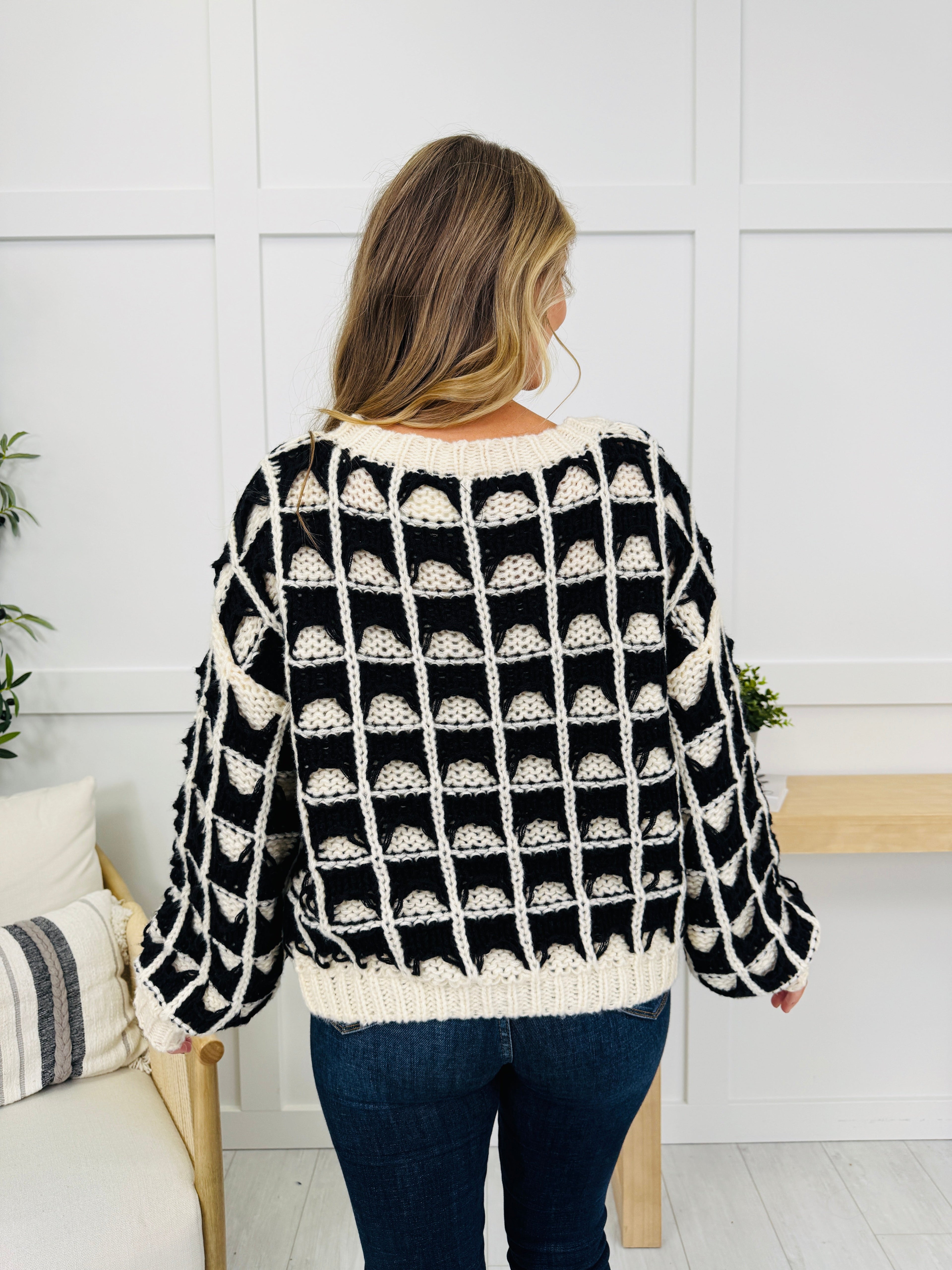 Frosted Grid Sweater in Black