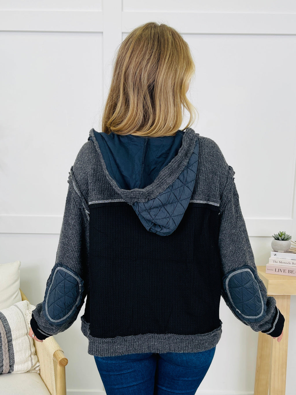 Spoke In Stitches Cardigan in Charcoal/Black