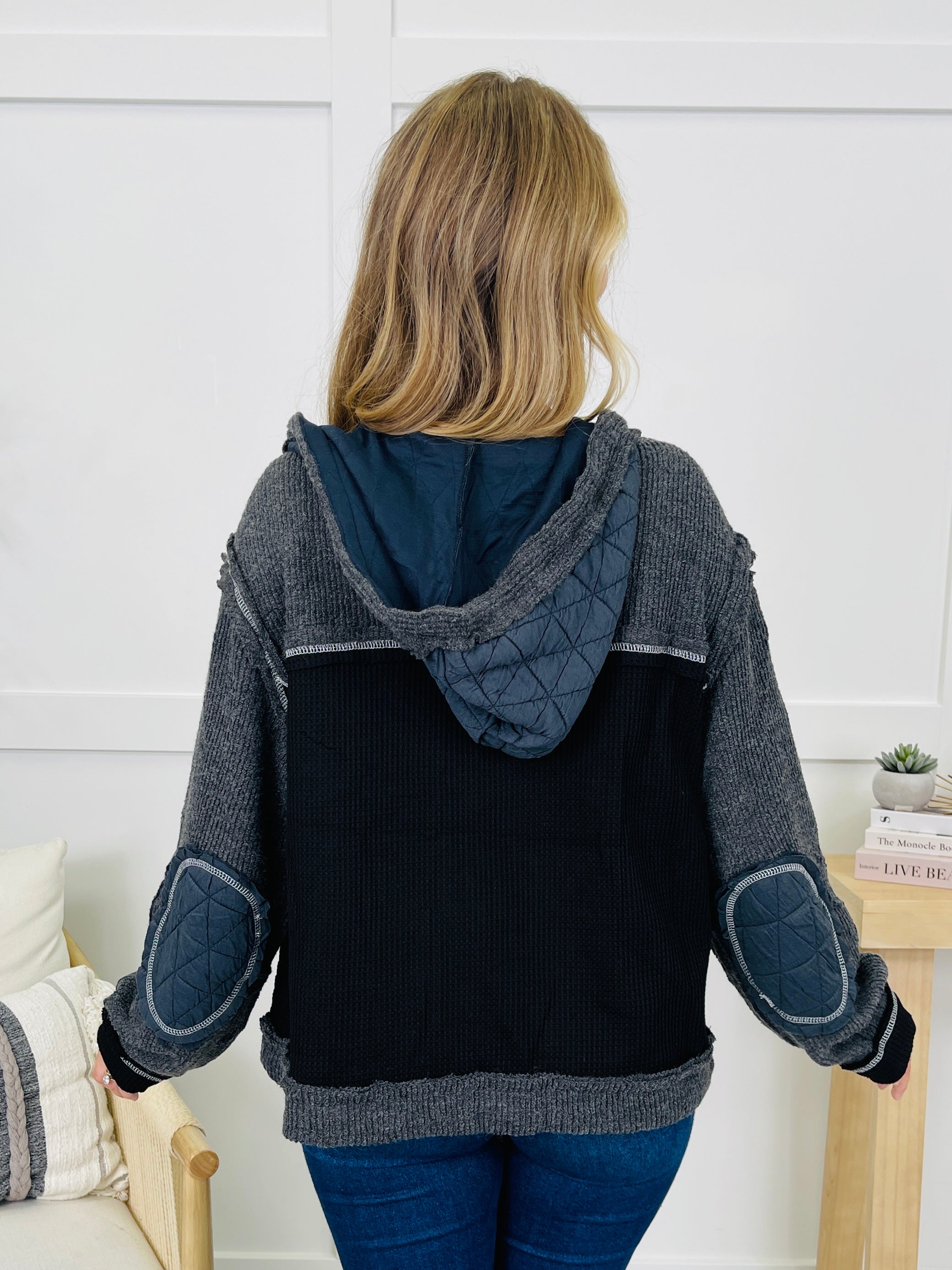 Spoke In Stitches Cardigan in Charcoal/Black