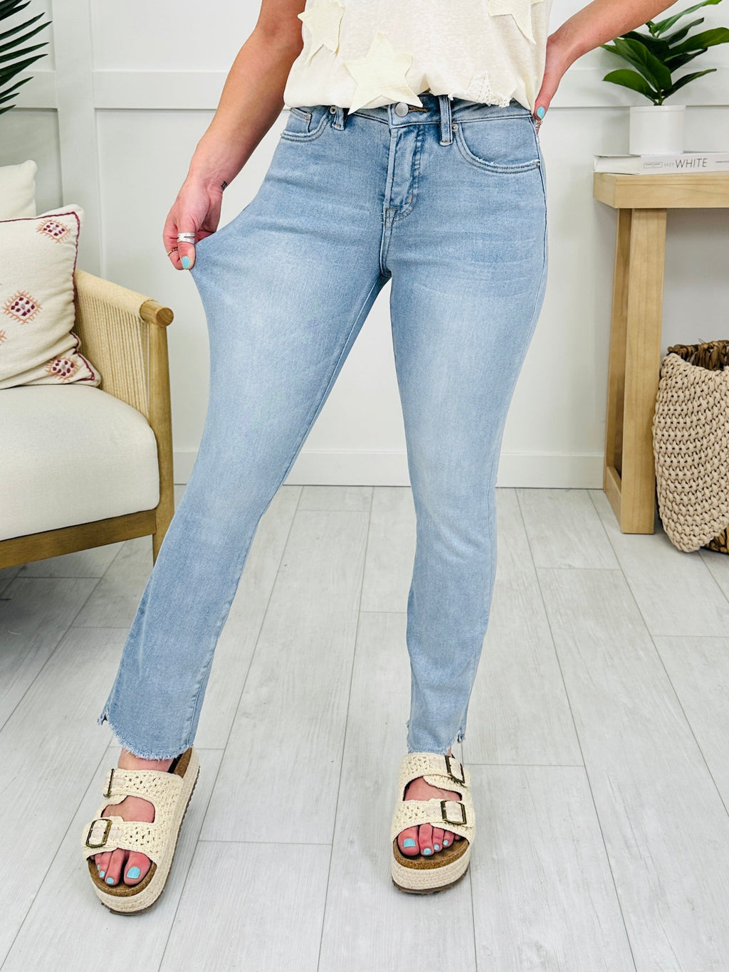 One Step Ahead Tummy Control Cropped Step Hem Jeans