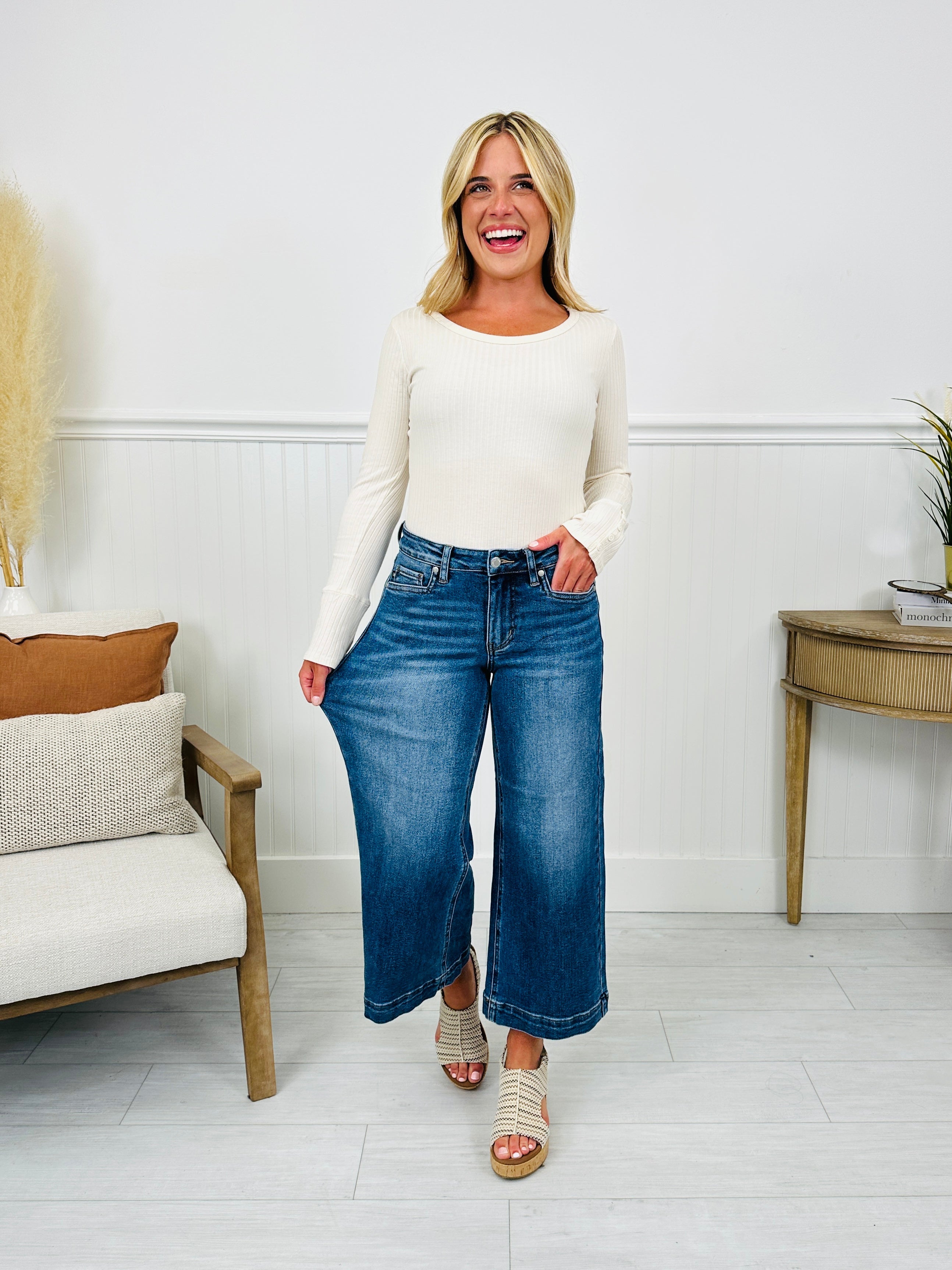 Judy Blue Places To Be Wide Leg Cropped Jeans