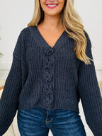 Bloom Where Buttoned Cardigan in Ink Charcoal