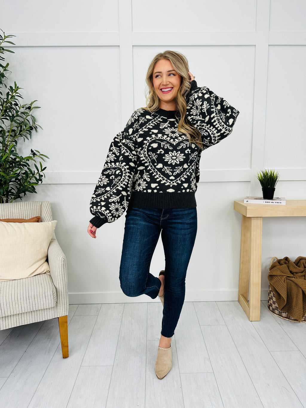 Harvest Heartbeat Sweater in Charcoal