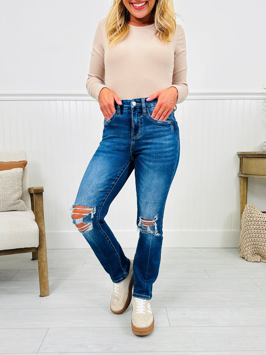 Bridge The Gap Cropped Straight Tummy Control Jeans