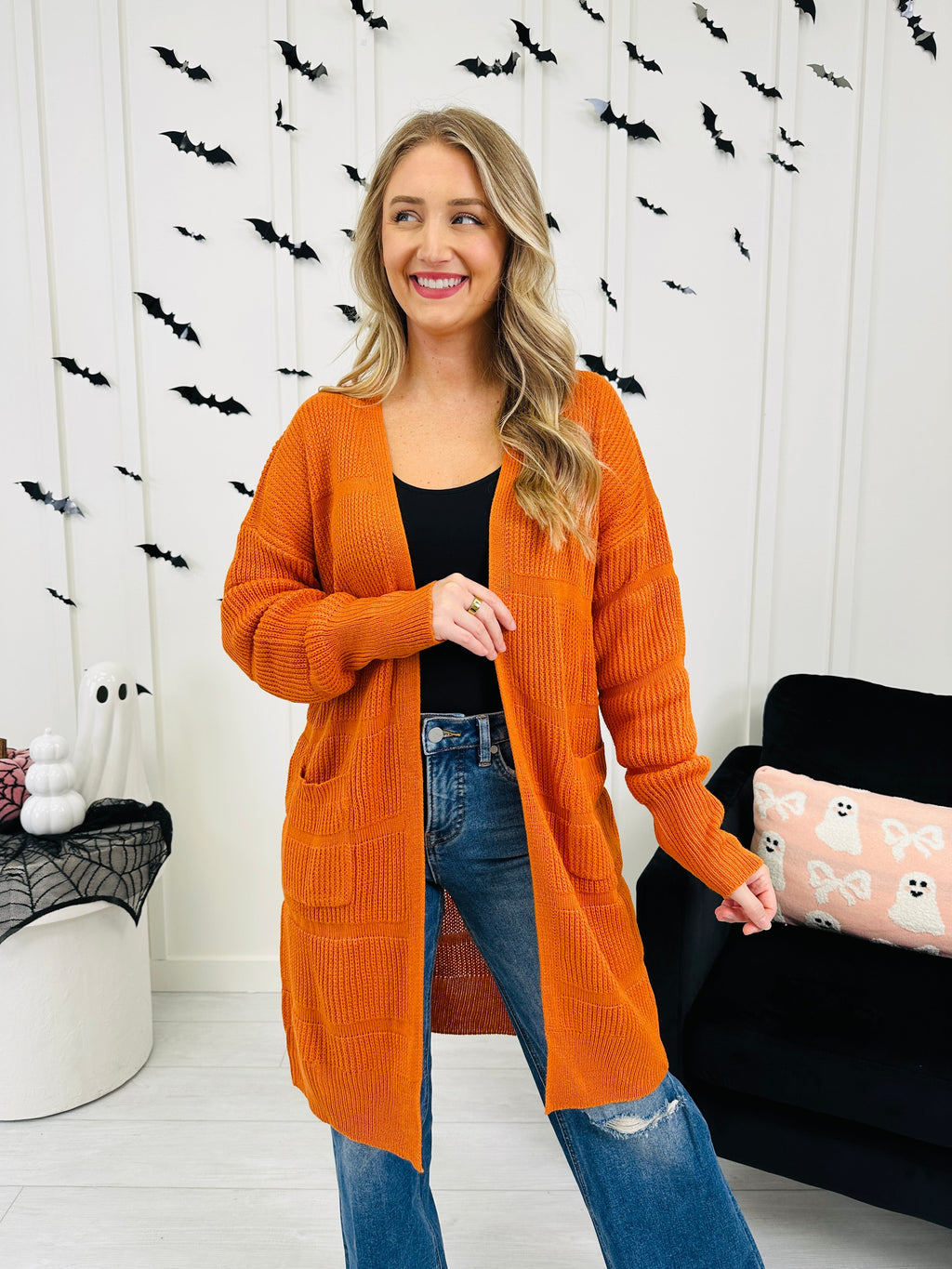 Pockets Full Of Calm Cardigan in Rust