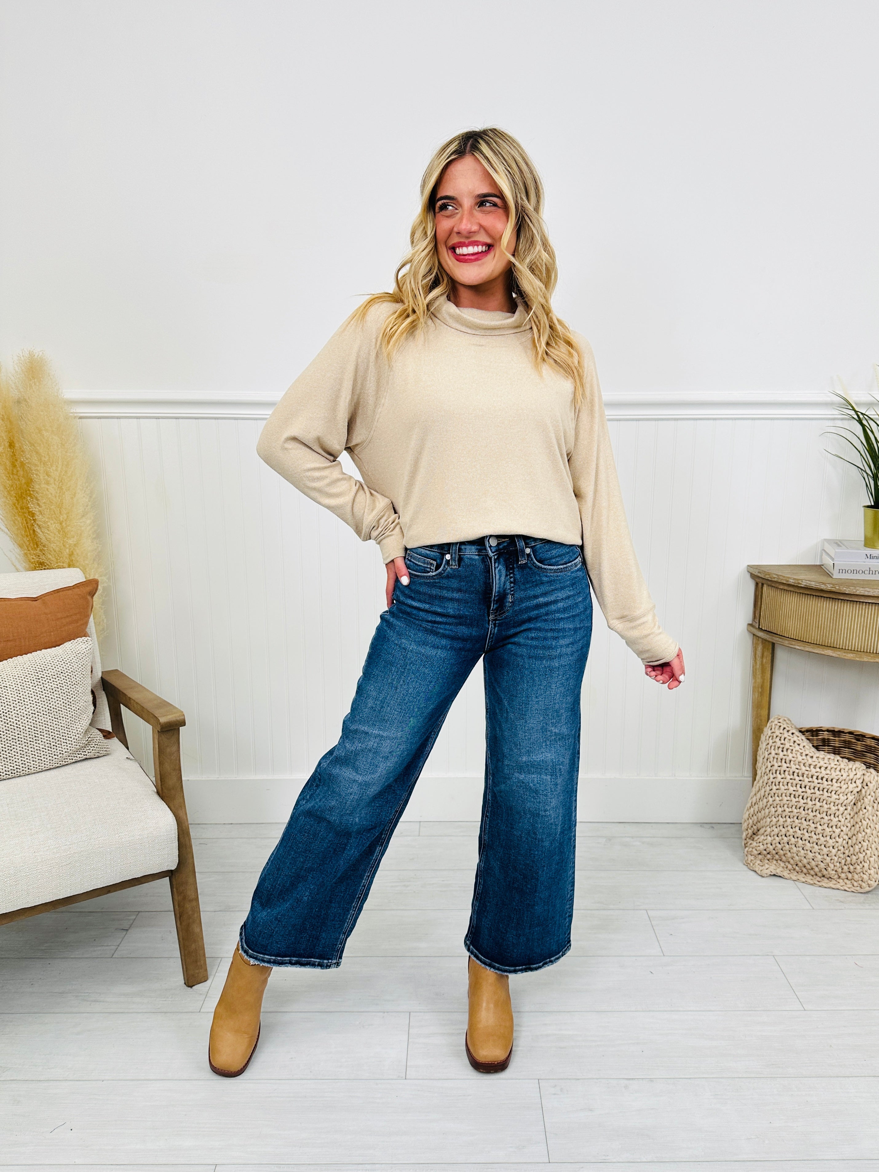 Fall After All Tummy Control Wide Leg Cropped Jeans