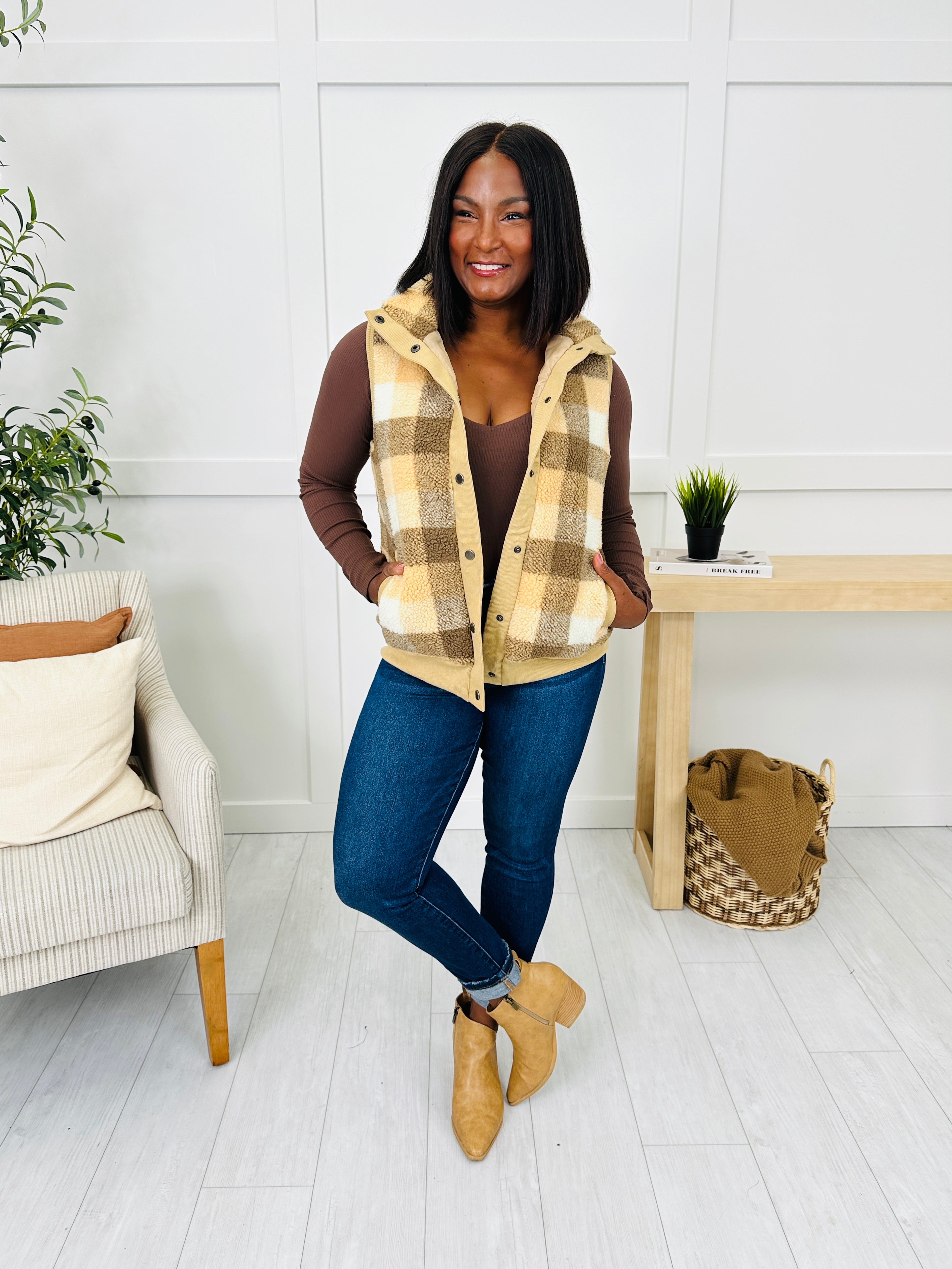 Patterned Pathway Vest in Taupe