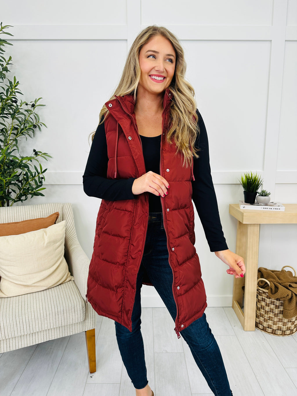 Holding Onto Warmth Puffer Vest In Brick