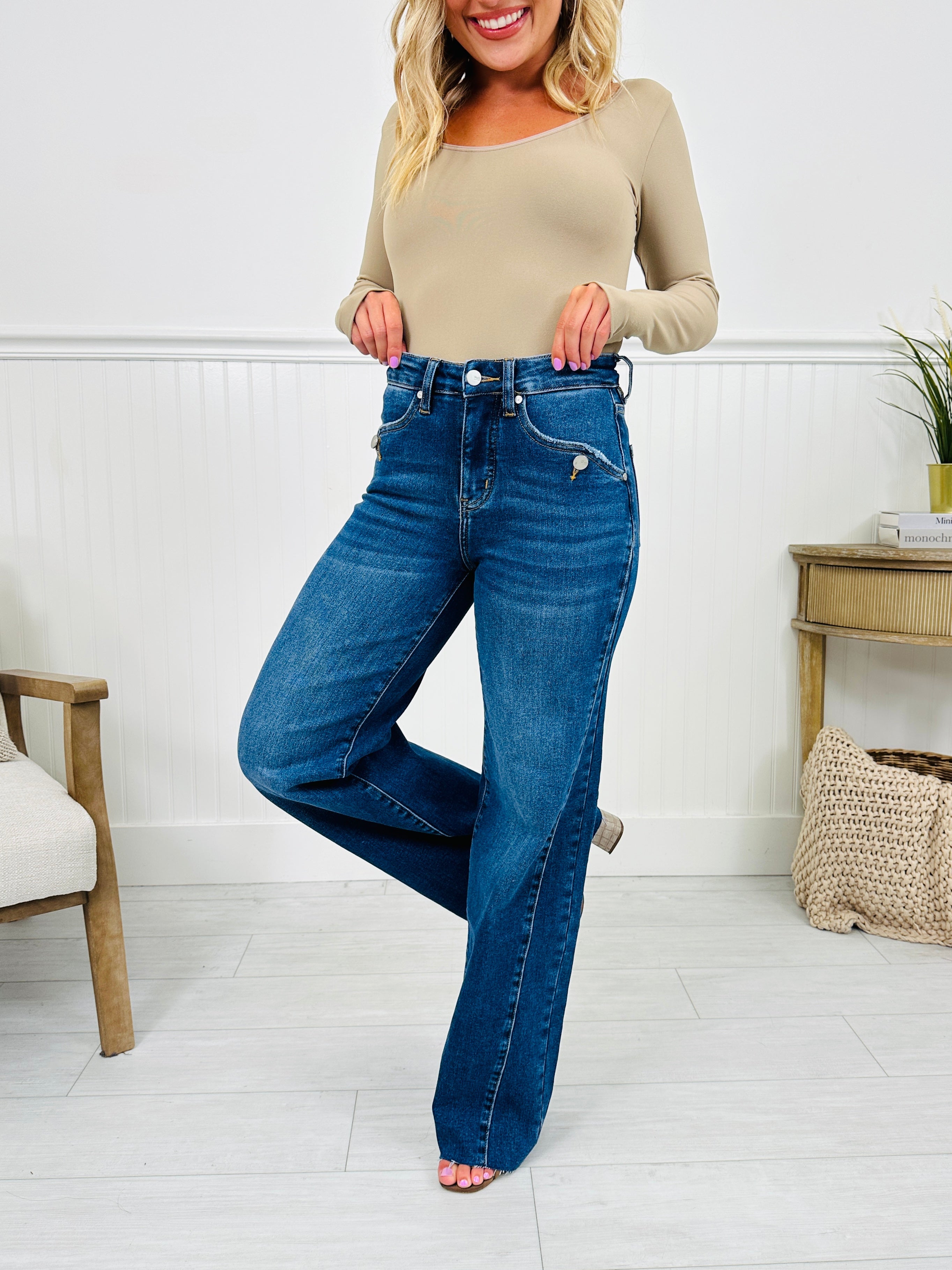 Caught Your Attention Straight Tummy Control Jeans