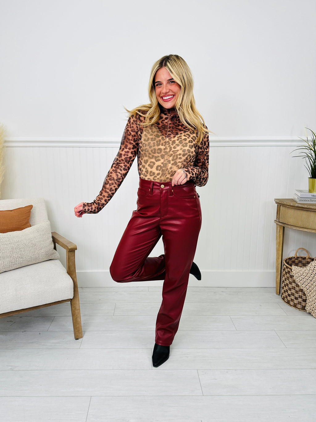 Judy Blue Flawless Finish Tummy Control Faux Leather Pants