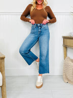 Straight To The Top Tummy Control Cropped Wide Leg Jeans