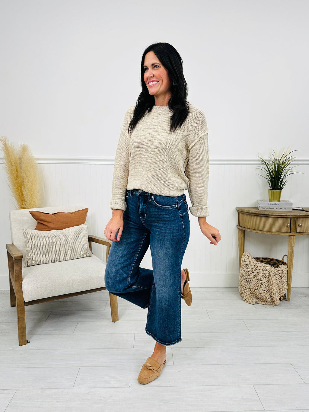 Fall After All Tummy Control Wide Leg Cropped Jeans