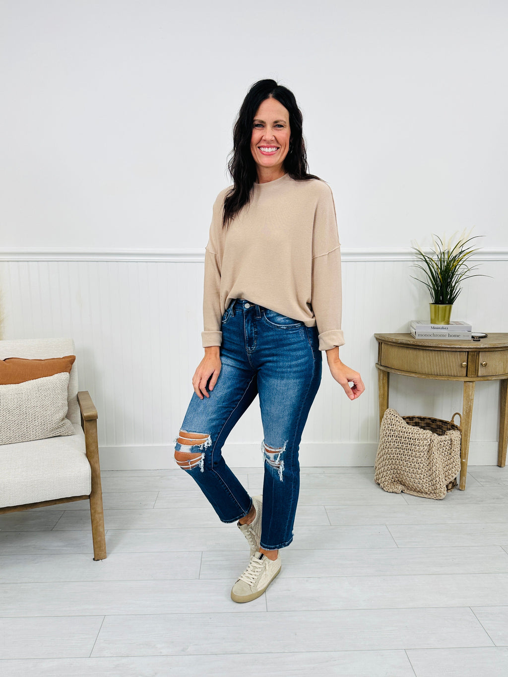 Bridge The Gap Cropped Straight Tummy Control Jeans