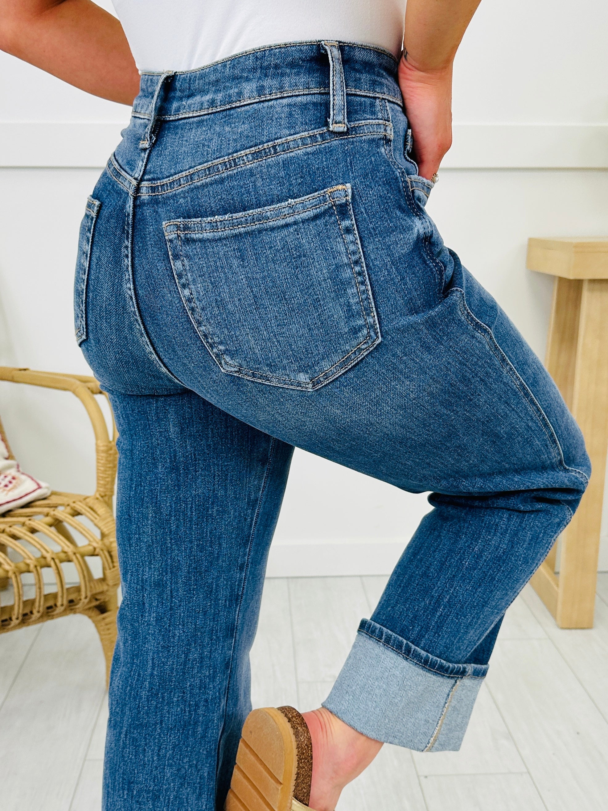 Change Your Tune Tummy Control Cropped Slim Wide Leg Jeans