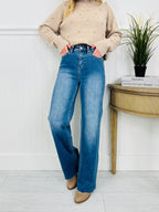 Go Into Detail Tummy Control Wide Leg Jeans