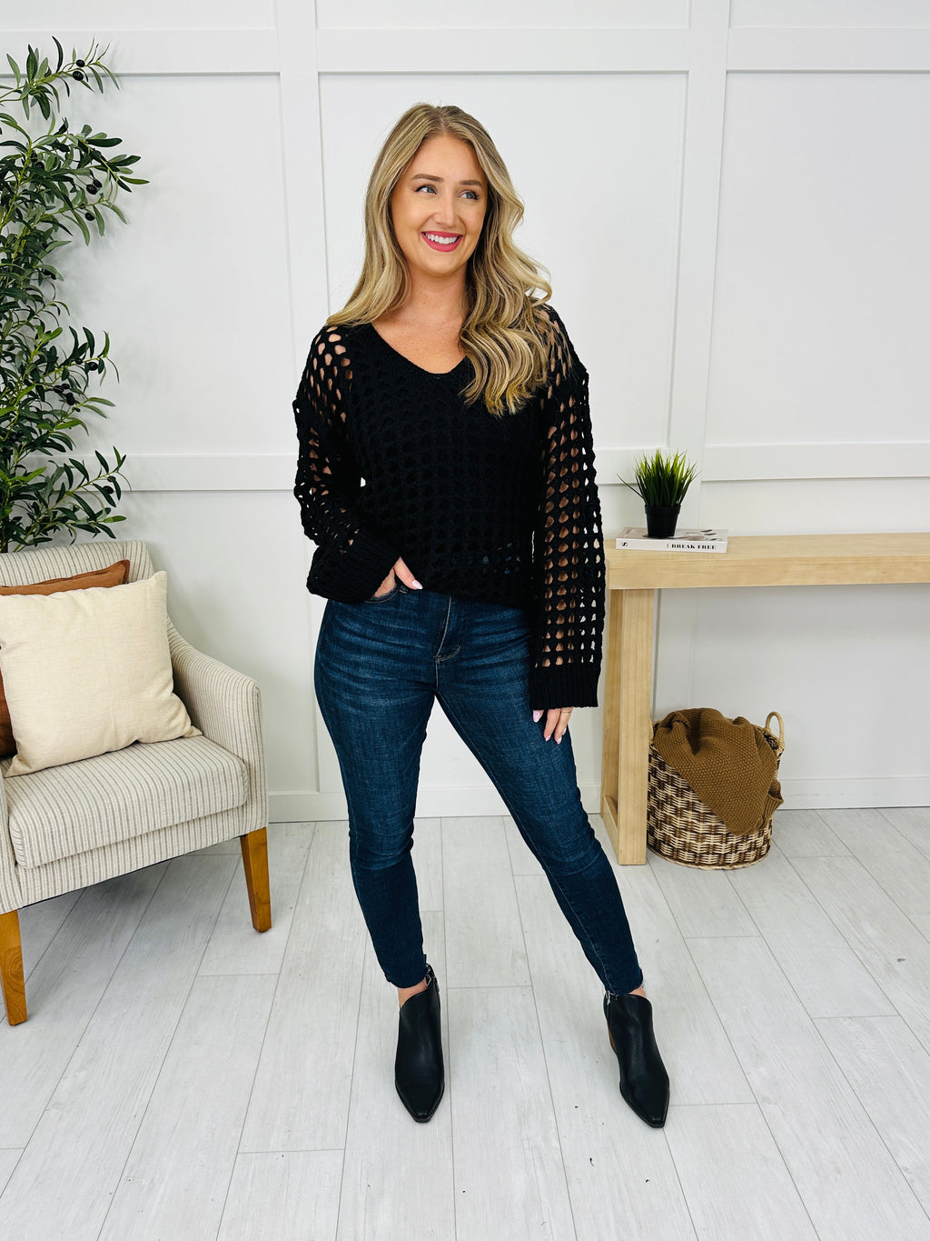 Cutout Crush Sweater in Black