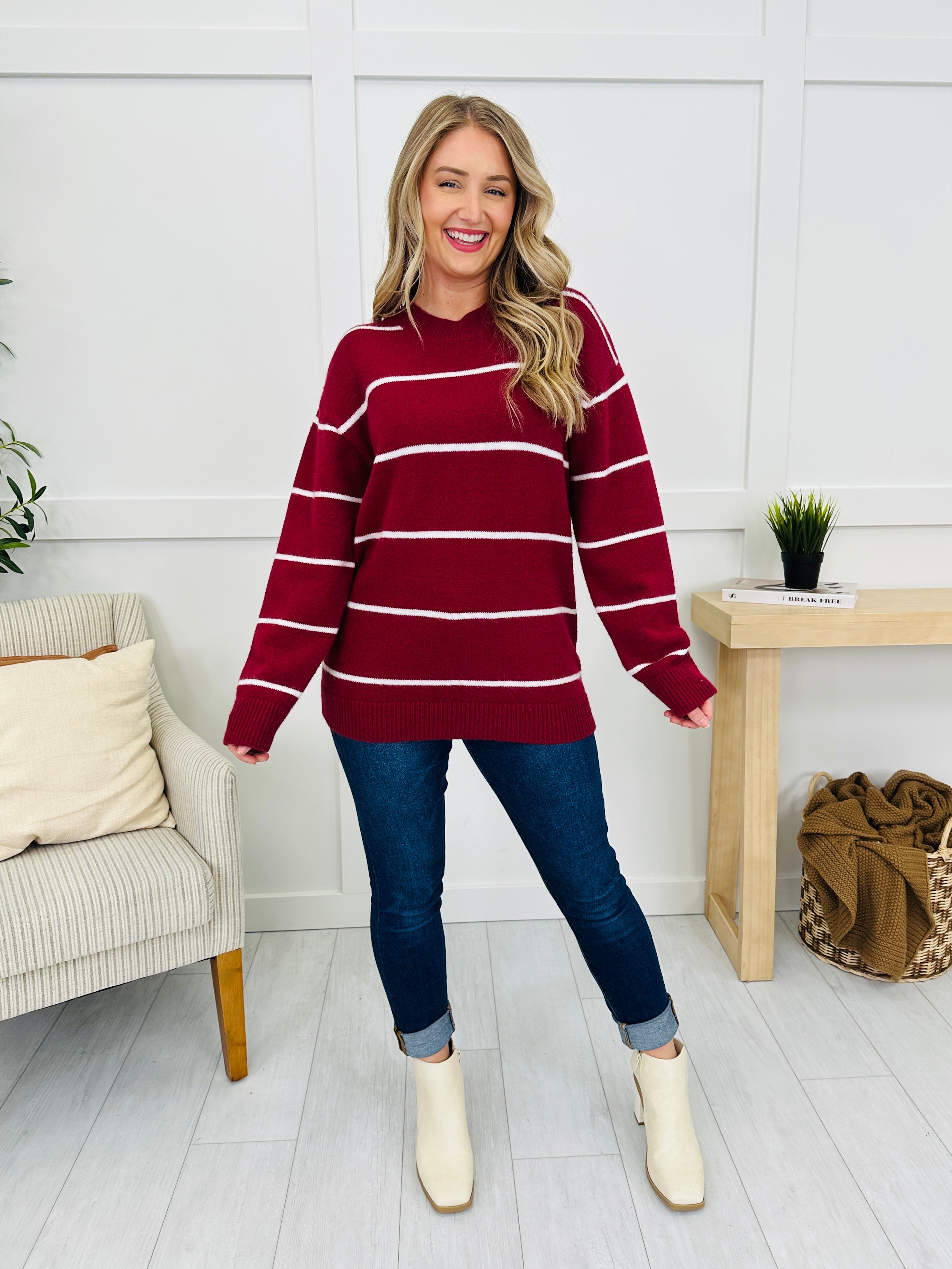 Parallel Paths Sweater in Cabernet/Ivory