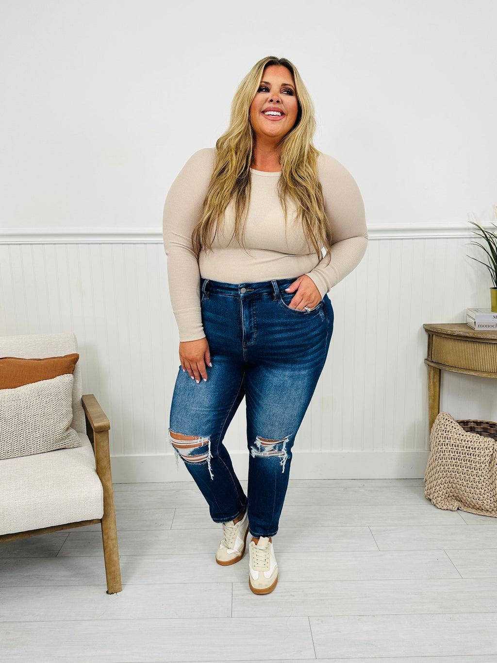 Bridge The Gap Cropped Straight Tummy Control Jeans