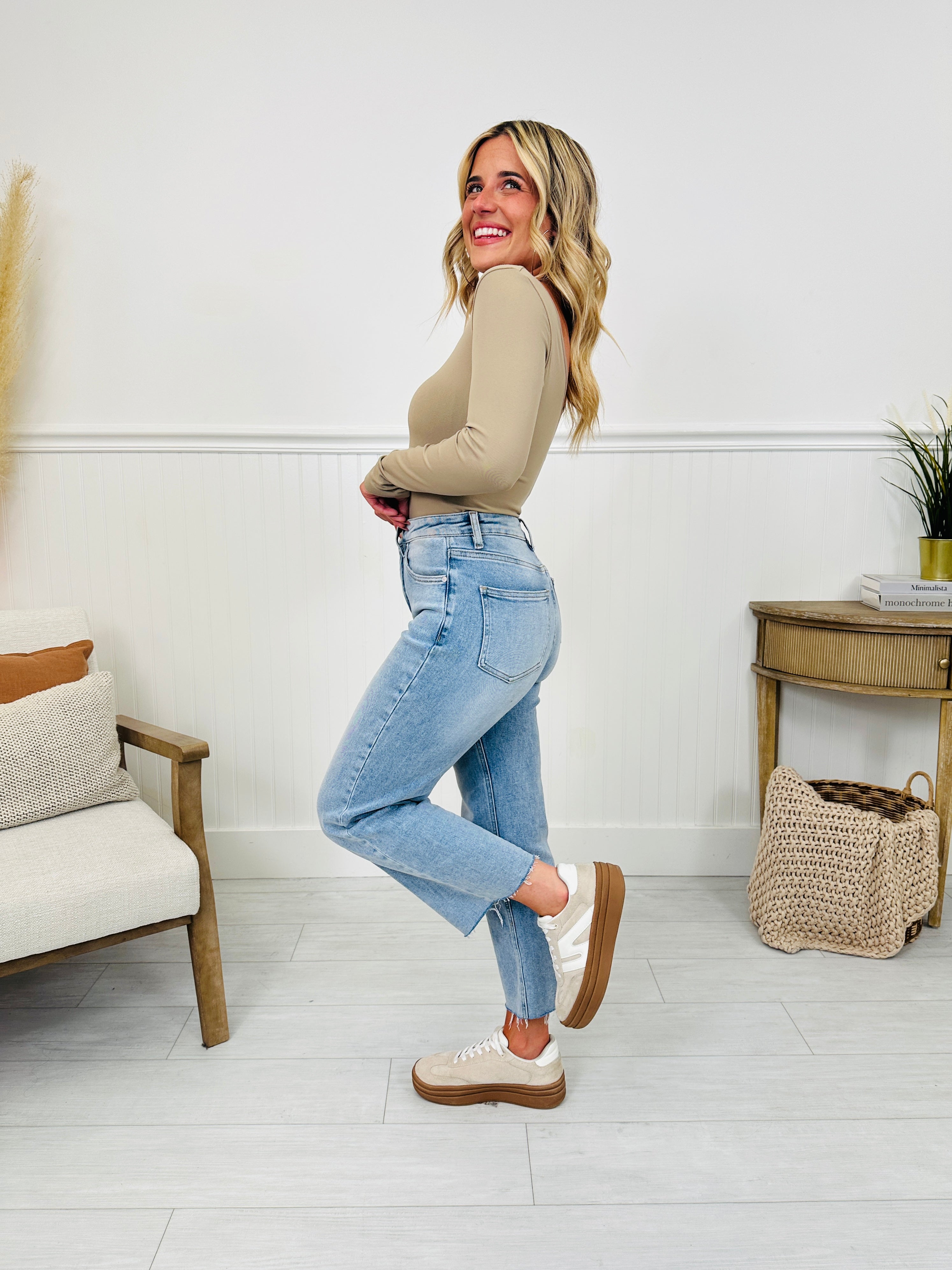 Along For The Ride Wide Leg Cropped Jeans With Tummy Control