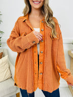 The Swing Of Things Shacket in Washed Rust