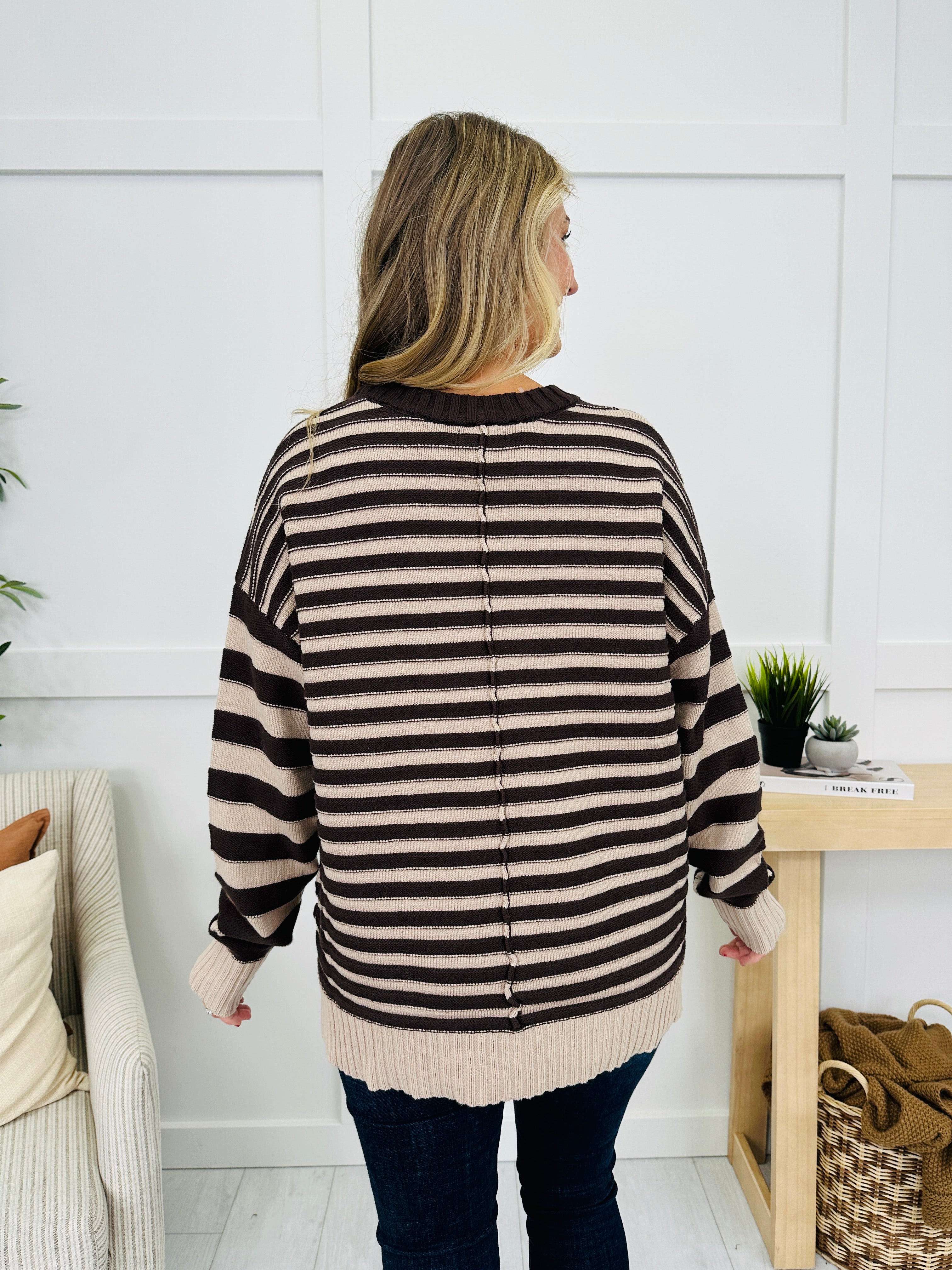 Stripe Shift Sweater in Brown