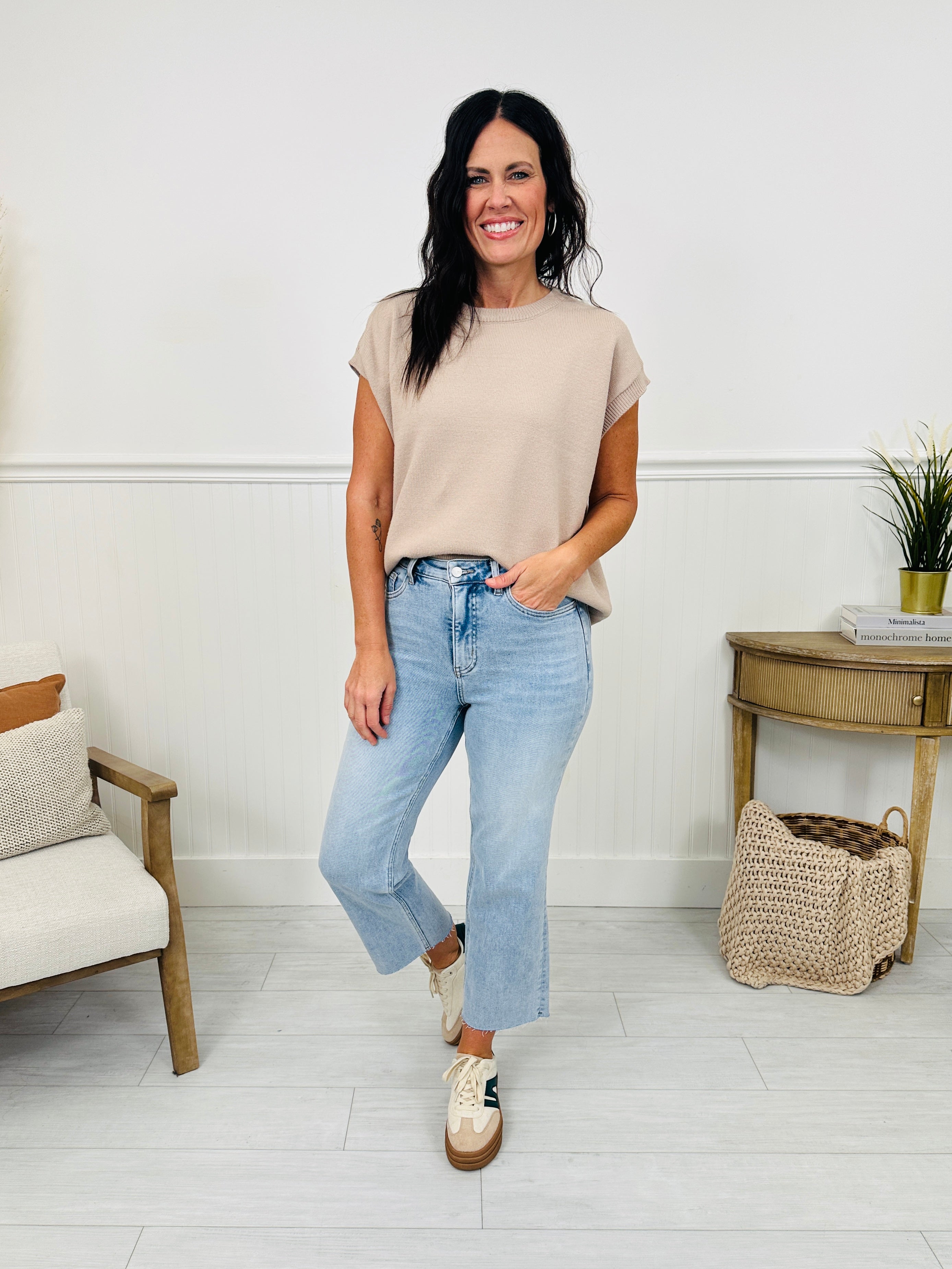 Along For The Ride Wide Leg Cropped Jeans With Tummy Control