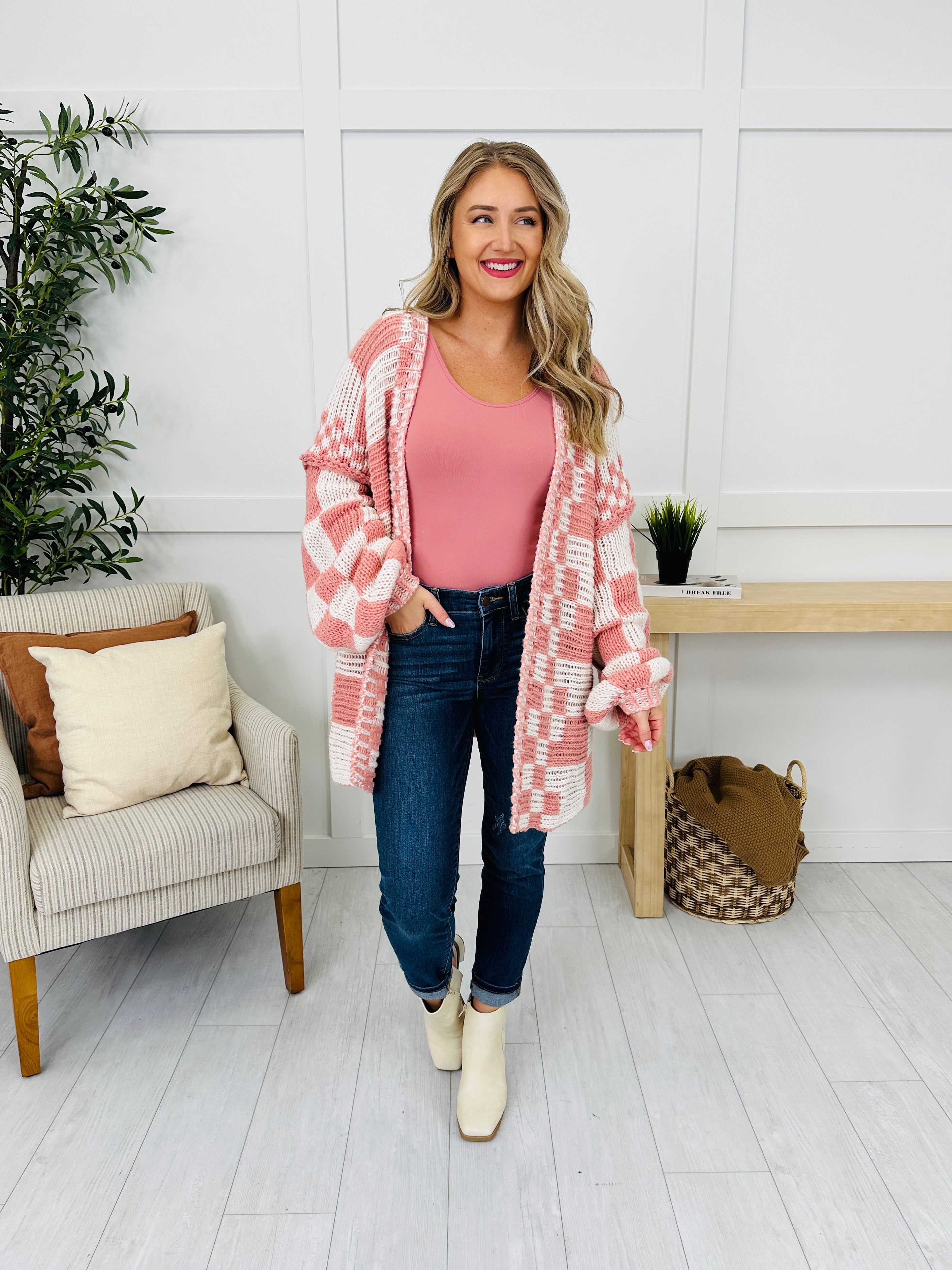 The Final Checkpoint Cardigan in Mauve Combo