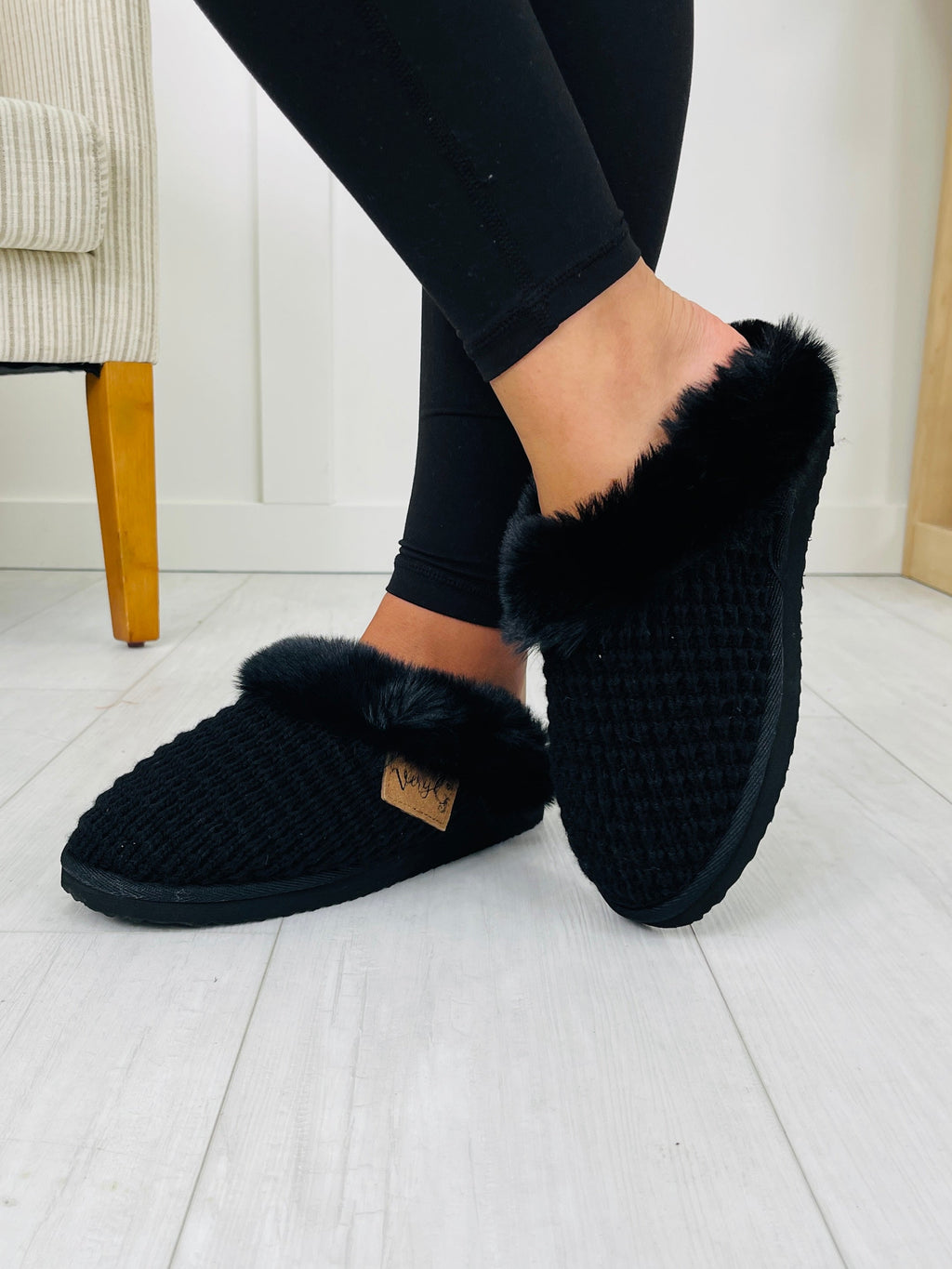 Fireplace Confessions Slippers in Black