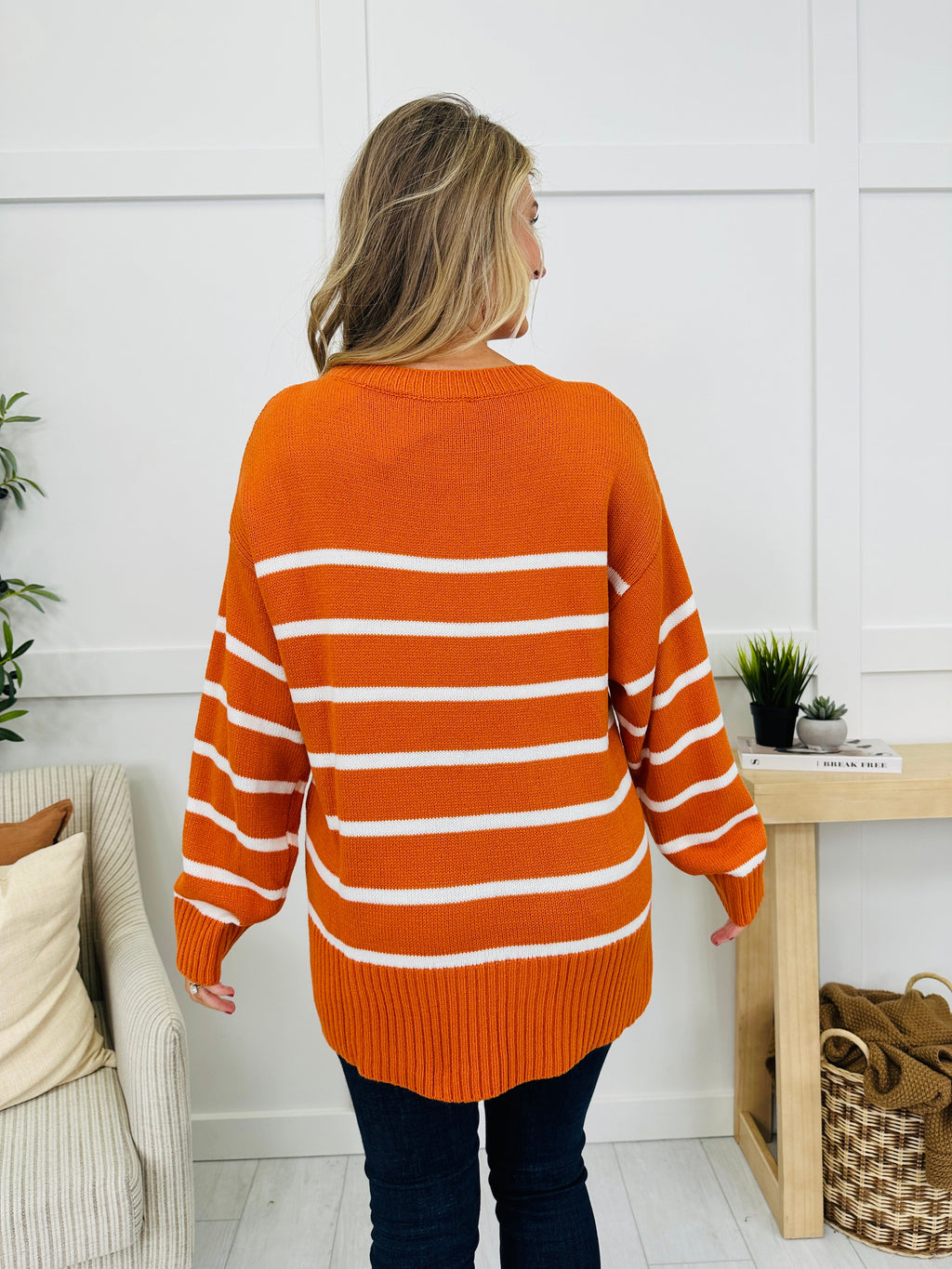 Falling Into Pattern Sweater in Rust