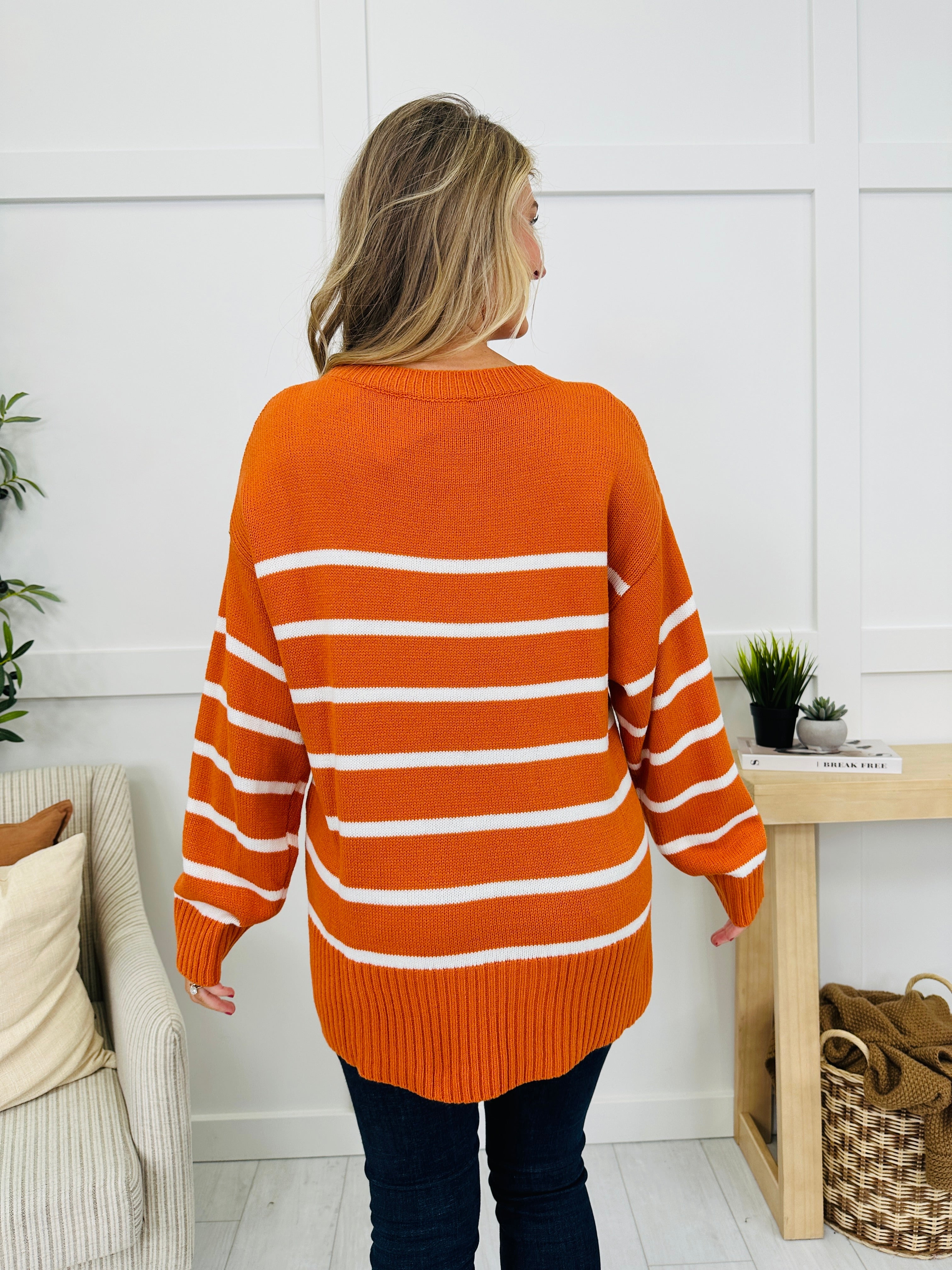 Falling Into Pattern Sweater in Rust