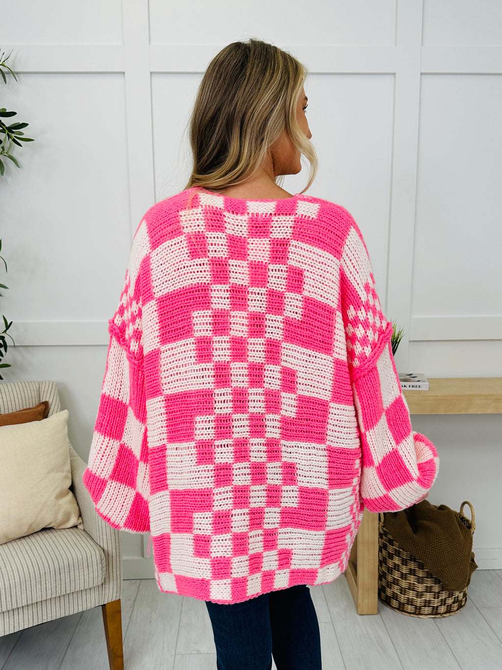 The Final Checkpoint Cardigan in Neon Pink Combo