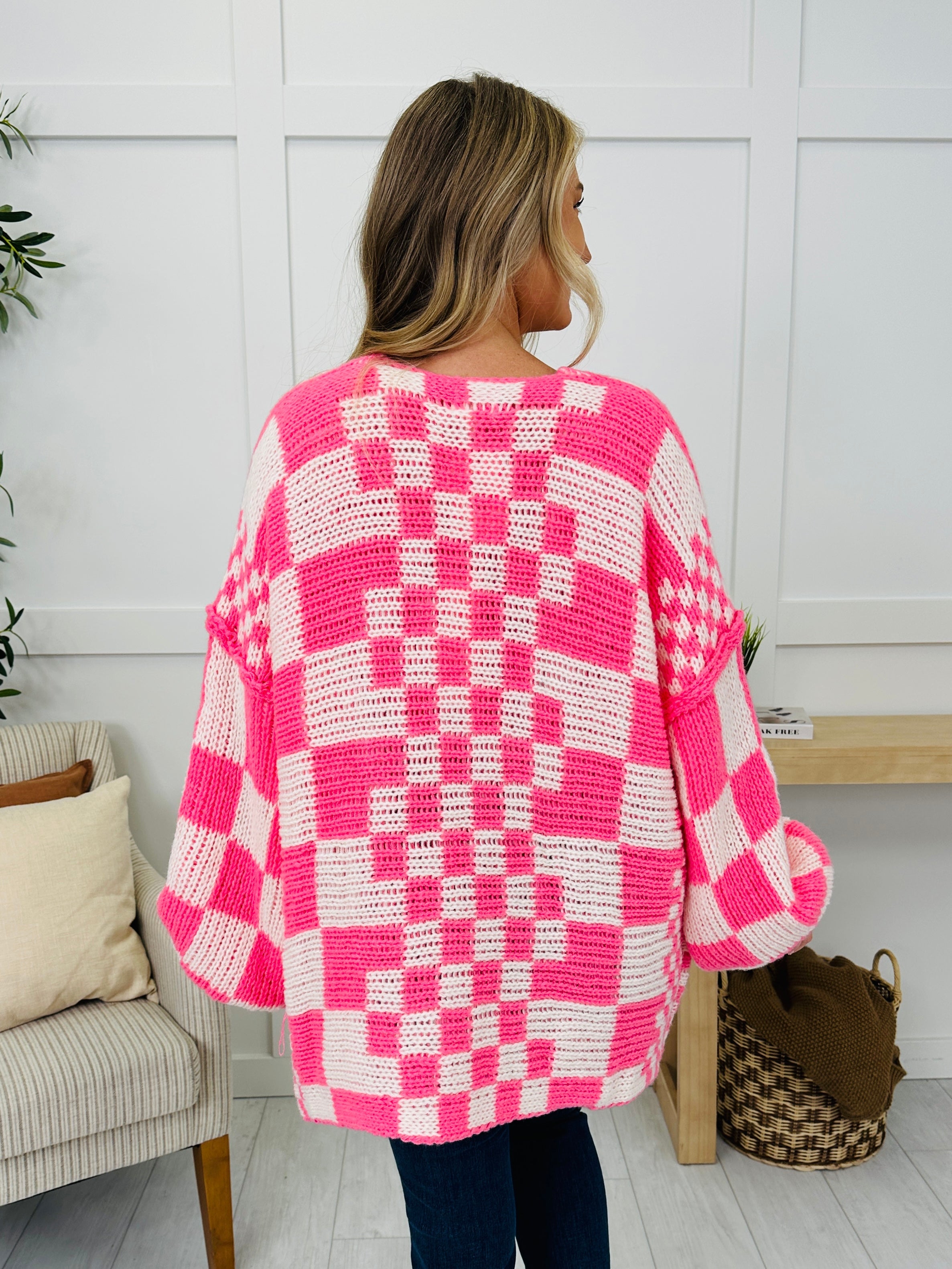 The Final Checkpoint Cardigan in Neon Pink Combo