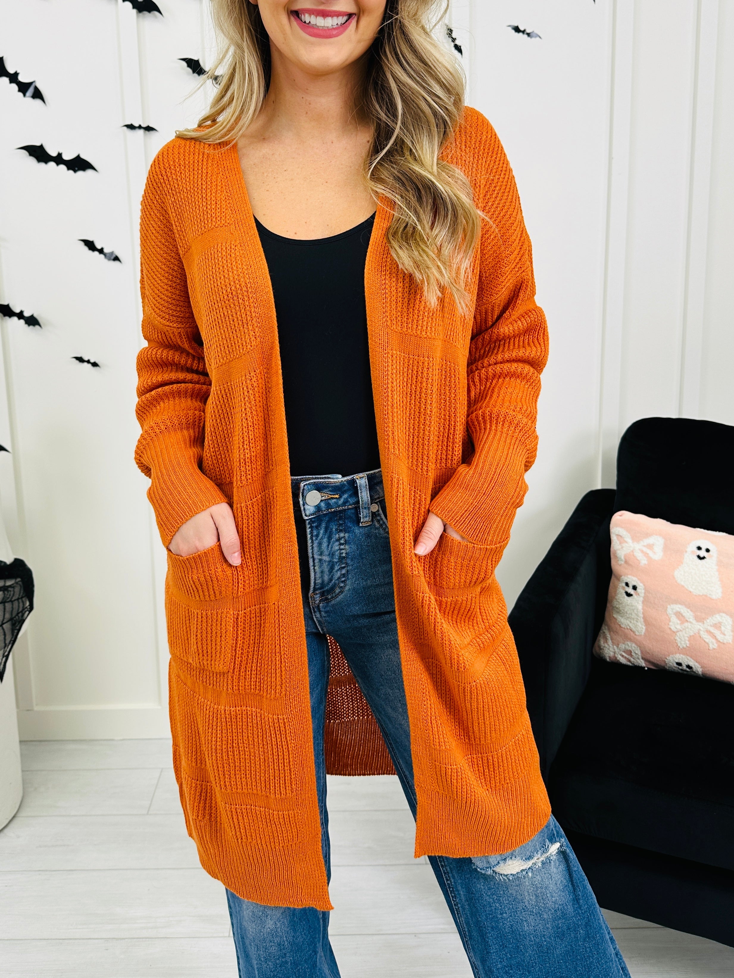 Pockets Full Of Calm Cardigan in Rust