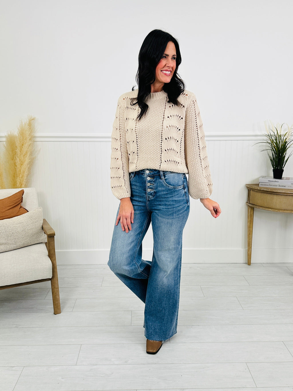 Push Your Buttons Tummy Control Wide Leg Jeans