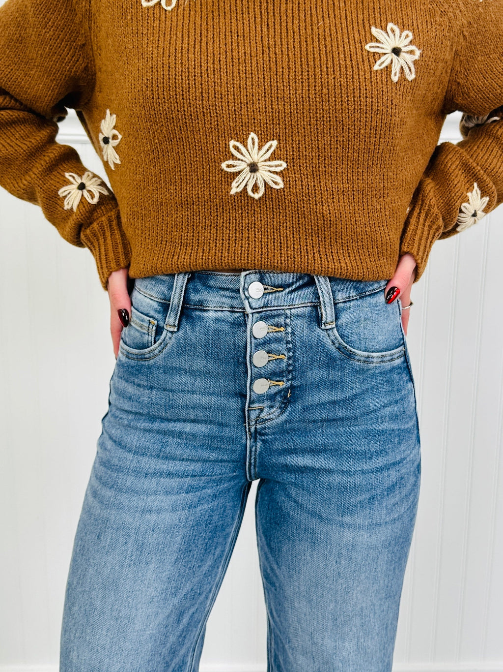 Push Your Buttons Tummy Control Wide Leg Jeans