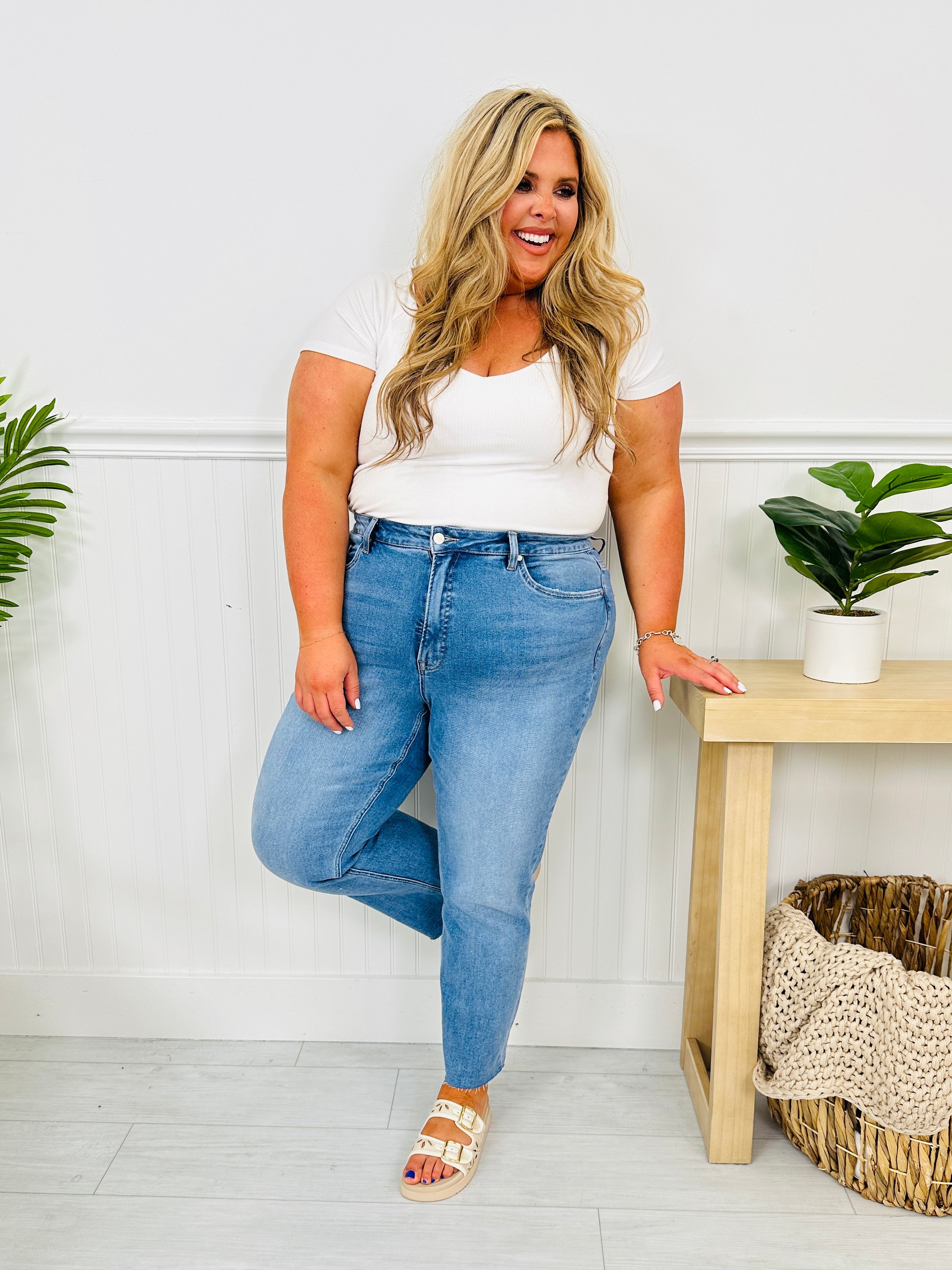 Take The Bait Slim Straight Cropped Jeans With Tummy Control