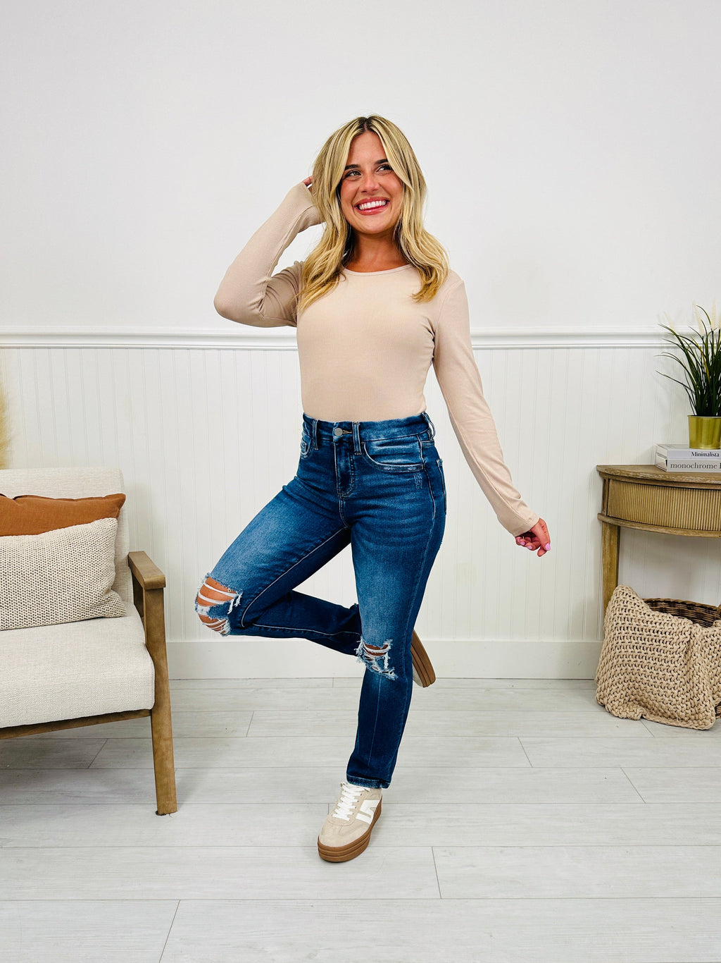 Bridge The Gap Cropped Straight Tummy Control Jeans